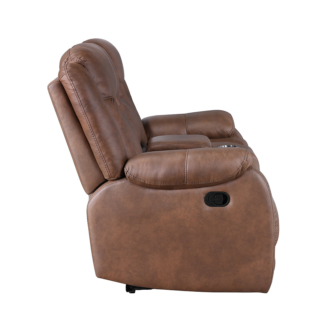 Morello Manual Reclining Loveseat with Console - Comfortable 2-Seater Recliner Sofa with Cup Holders - Perfect for Living Room, Home Theater & Small Spaces
