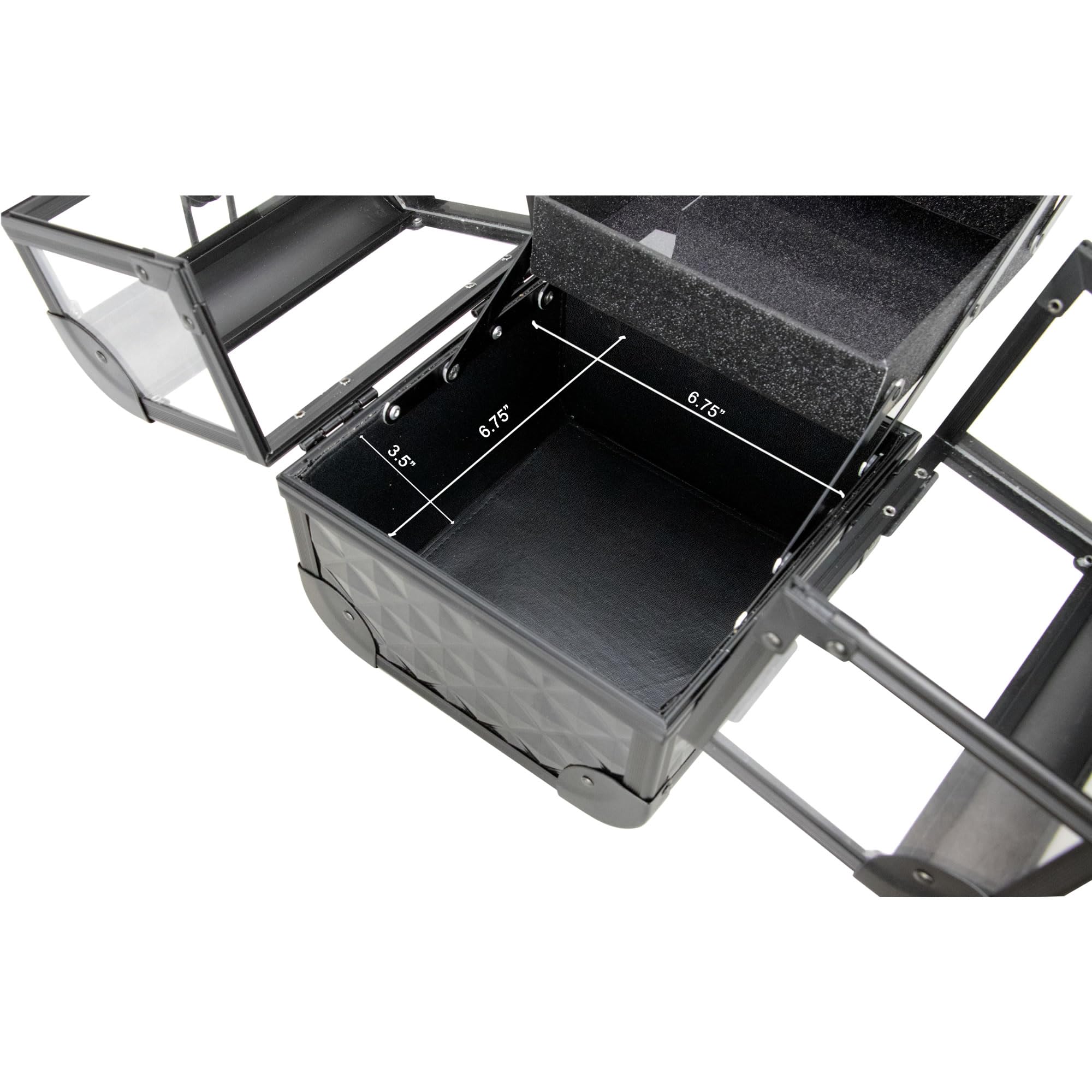Ver Beauty Makeup Box - Lockable Travel Cosmetic Case with Clear Acrylic Jewelry Organizer, 2-Tier Trays & Mirror | Portable Aluminum Train Case for Makeup Artists & Travel | Perfect for Professional Salon Use & On-the-Go Beauty Storage