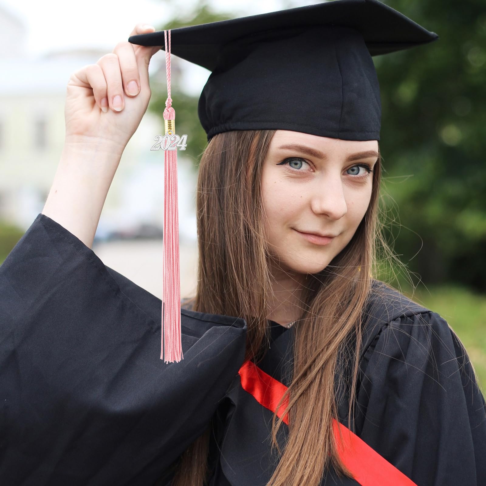 2024 Graduation Tassel Charms - 5 Pack Silver Cap Decorations for High School & College Graduates | Perfect for Graduation Caps, Party Decor & Photo Props