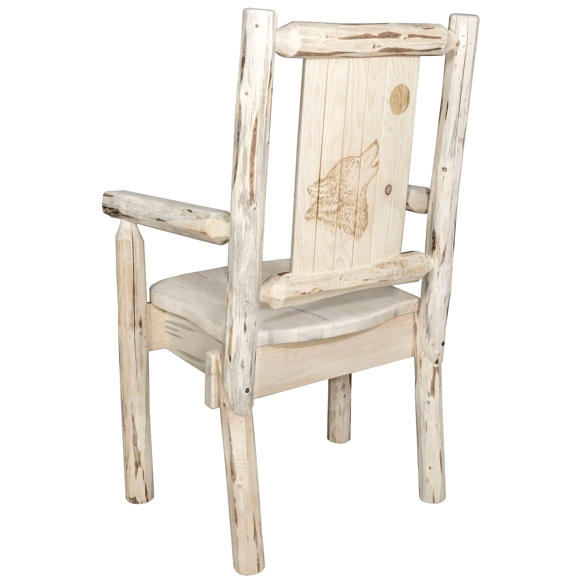 Montana Captain's Chair with Laser Engraved Design - Durable Wooden Office Chair for Home & Office - Perfect for Executive Desks, Gaming Setups & Study Rooms