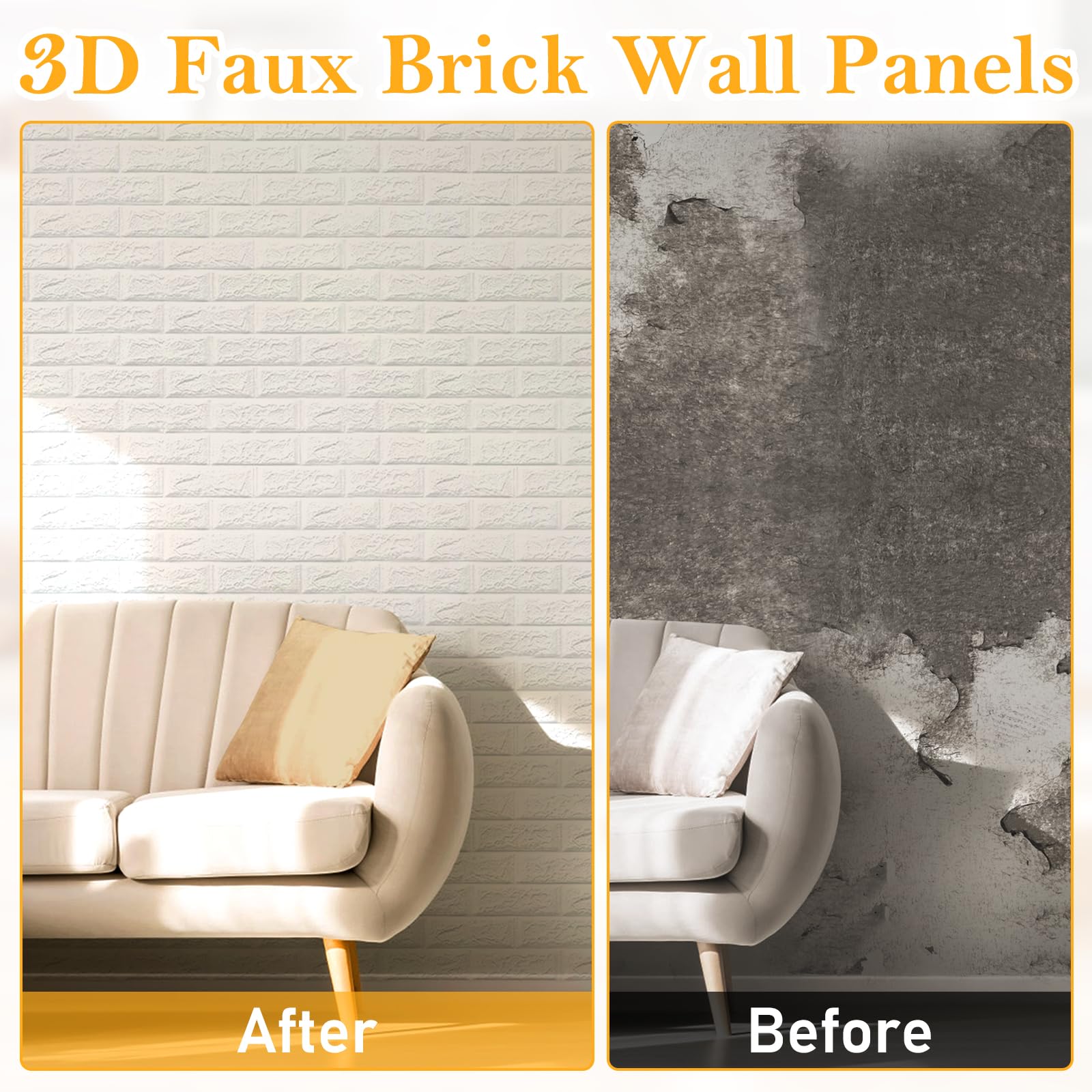 10Pcs 3D Peel and Stick Wall Panels - Self Adhesive White Wallpaper 30
