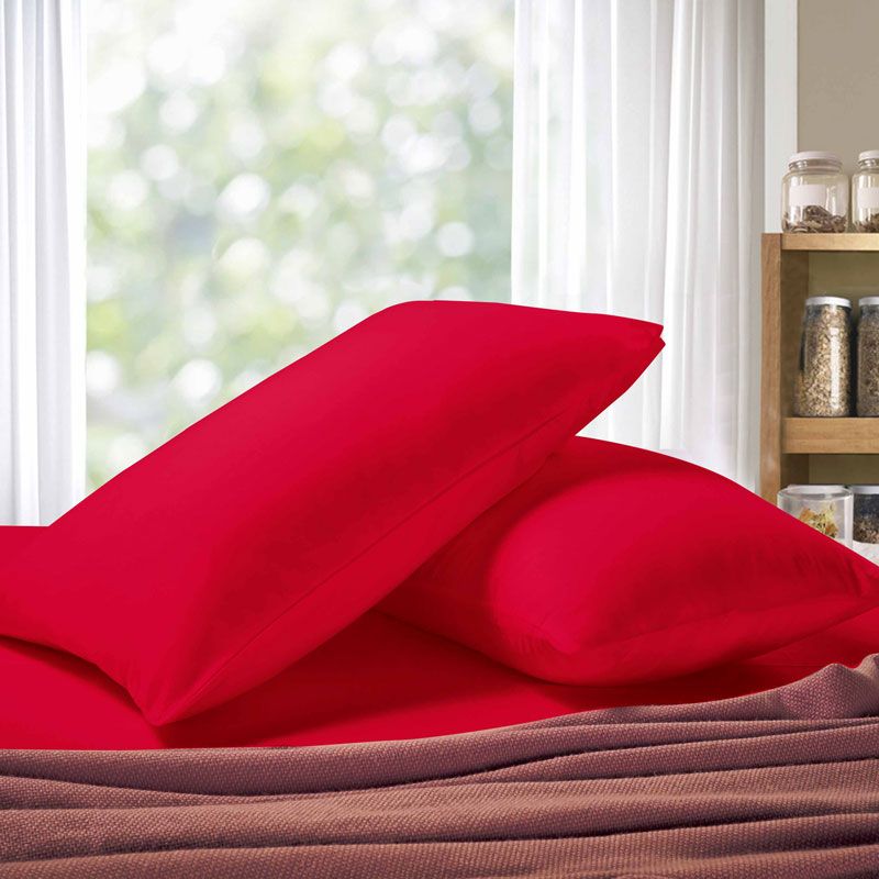 1000TC Premium Ultra Soft Queen Size Pillowcases 2 Pack - Breathable & Hypoallergenic Bedding Set in Red - Perfect for Luxury Hotels, Guest Rooms & Cozy Home Decor