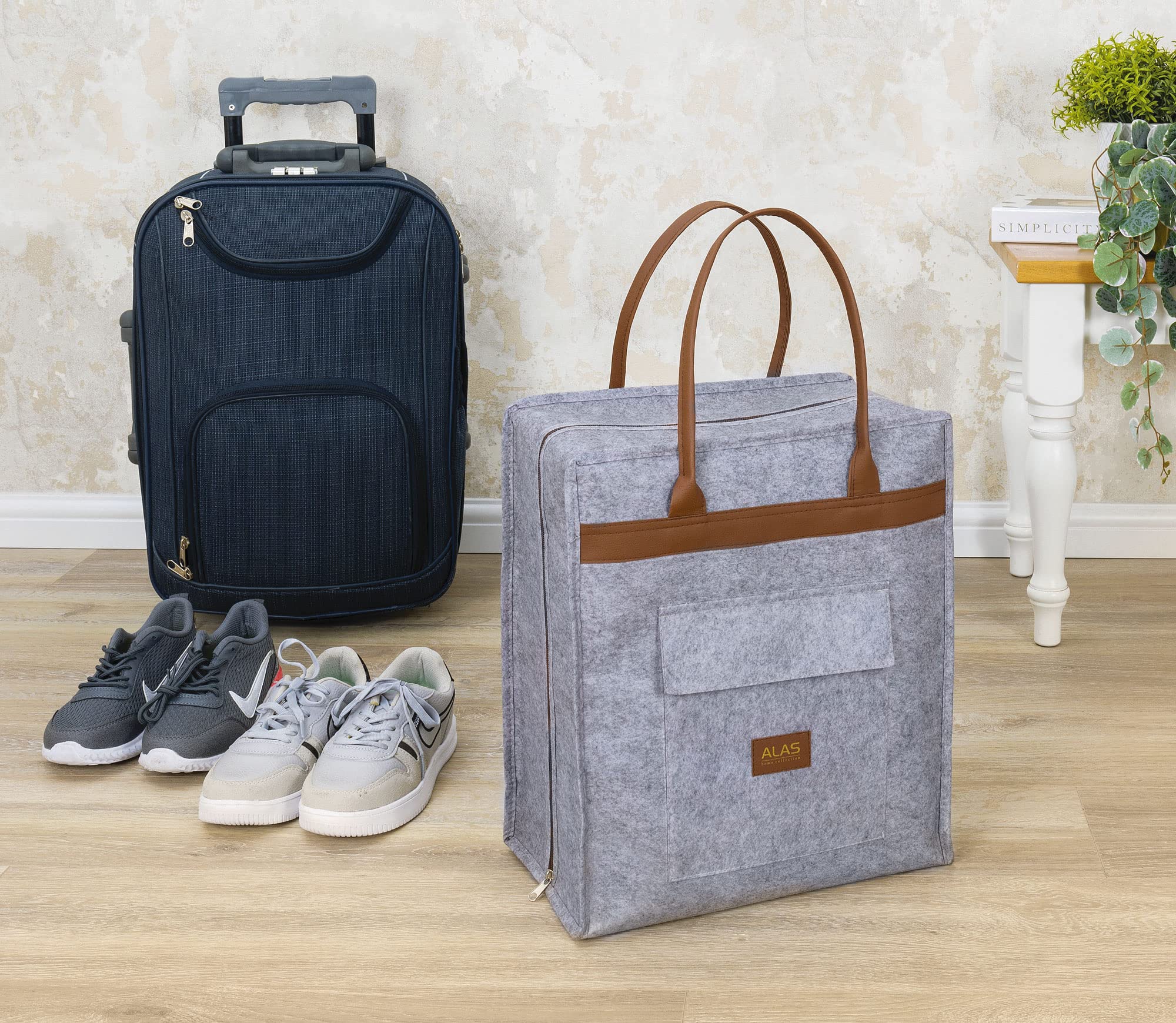 6 Pairs Dark Gray Felt Shoe Storage Bags for Travel - Luggage Organizer & Shoe Protector - Perfect for Packing Shoes in Suitcases, Gym Bags & Closet Organization