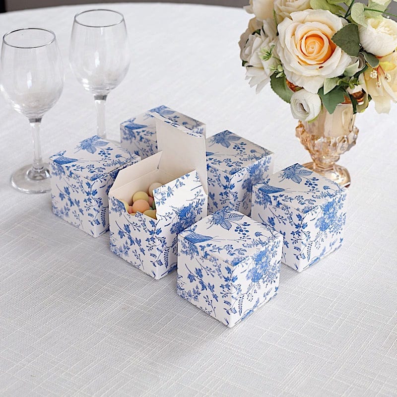 25 Pack 3x3 Inch Square Floral Printed Favor Gift Boxes - White - Perfect for Wedding Favors, Party Decorations and Small Gift Packaging