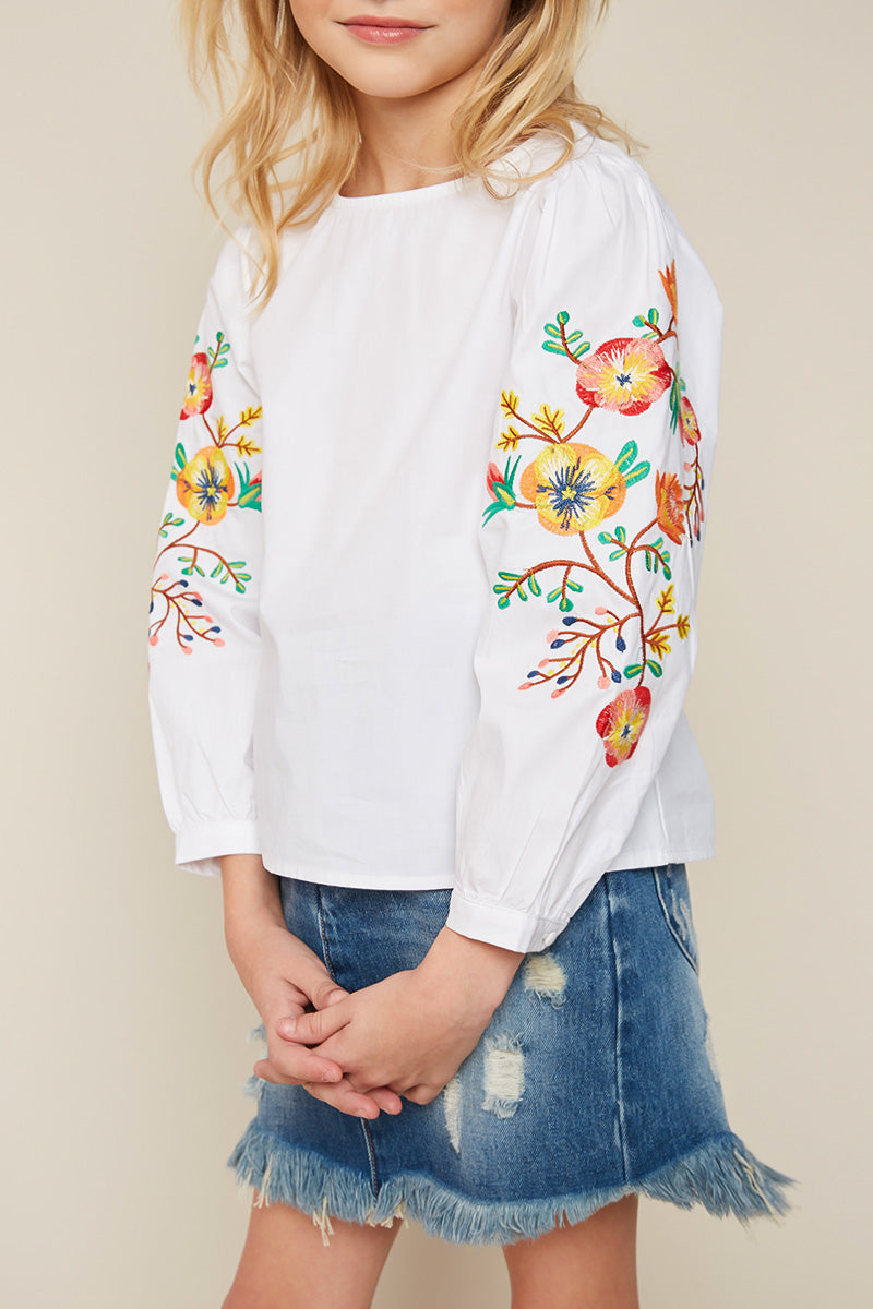 Floral Embroidered Blouse for Women - Elegant Floral Pattern Summer Tops - Perfect for Casual Outings, Date Nights & Office Wear
