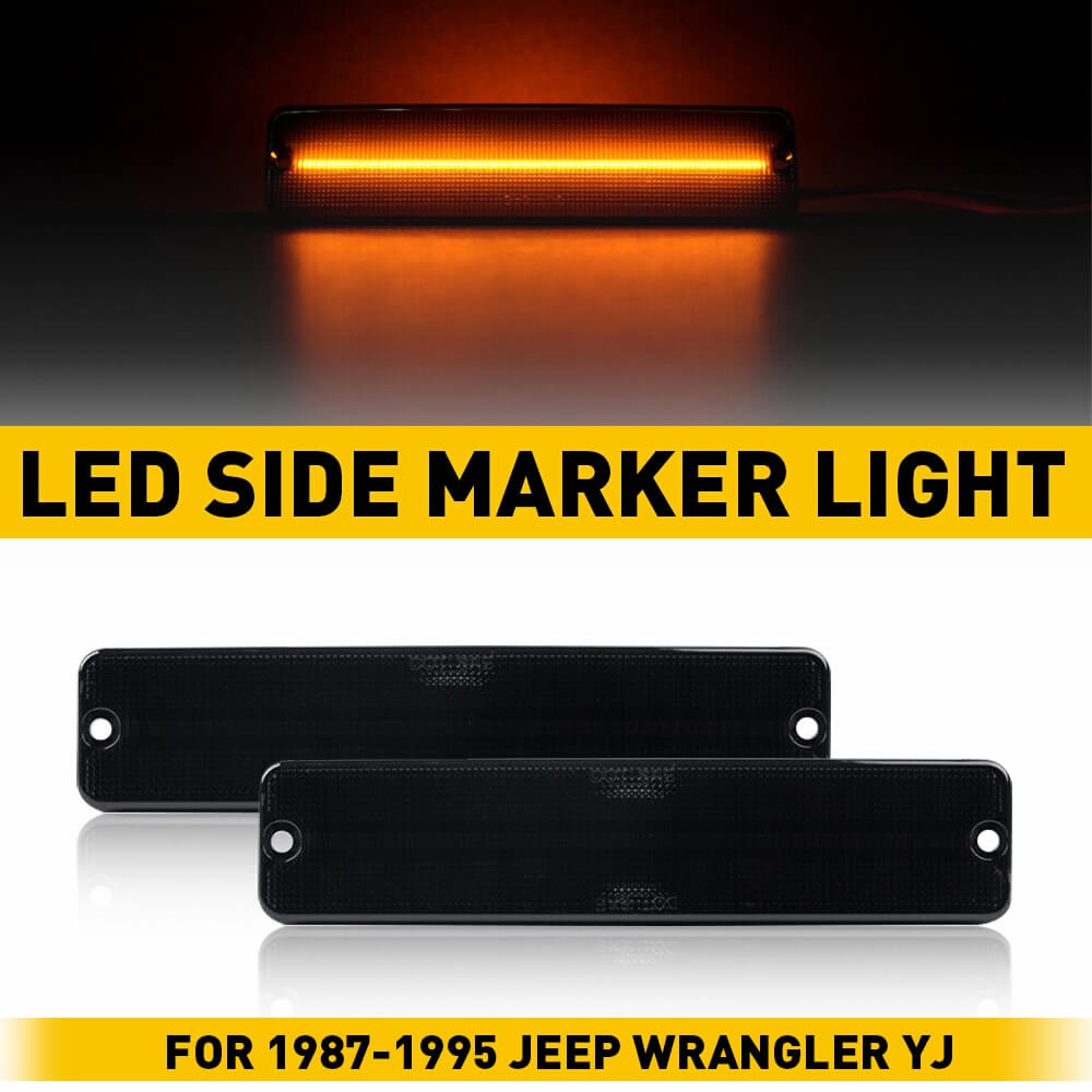 1987-1995 Jeep Wrangler YJ LED Side Marker Light - Smoke Shell Amber Replacement Light for Off-Road & Night Driving Safety