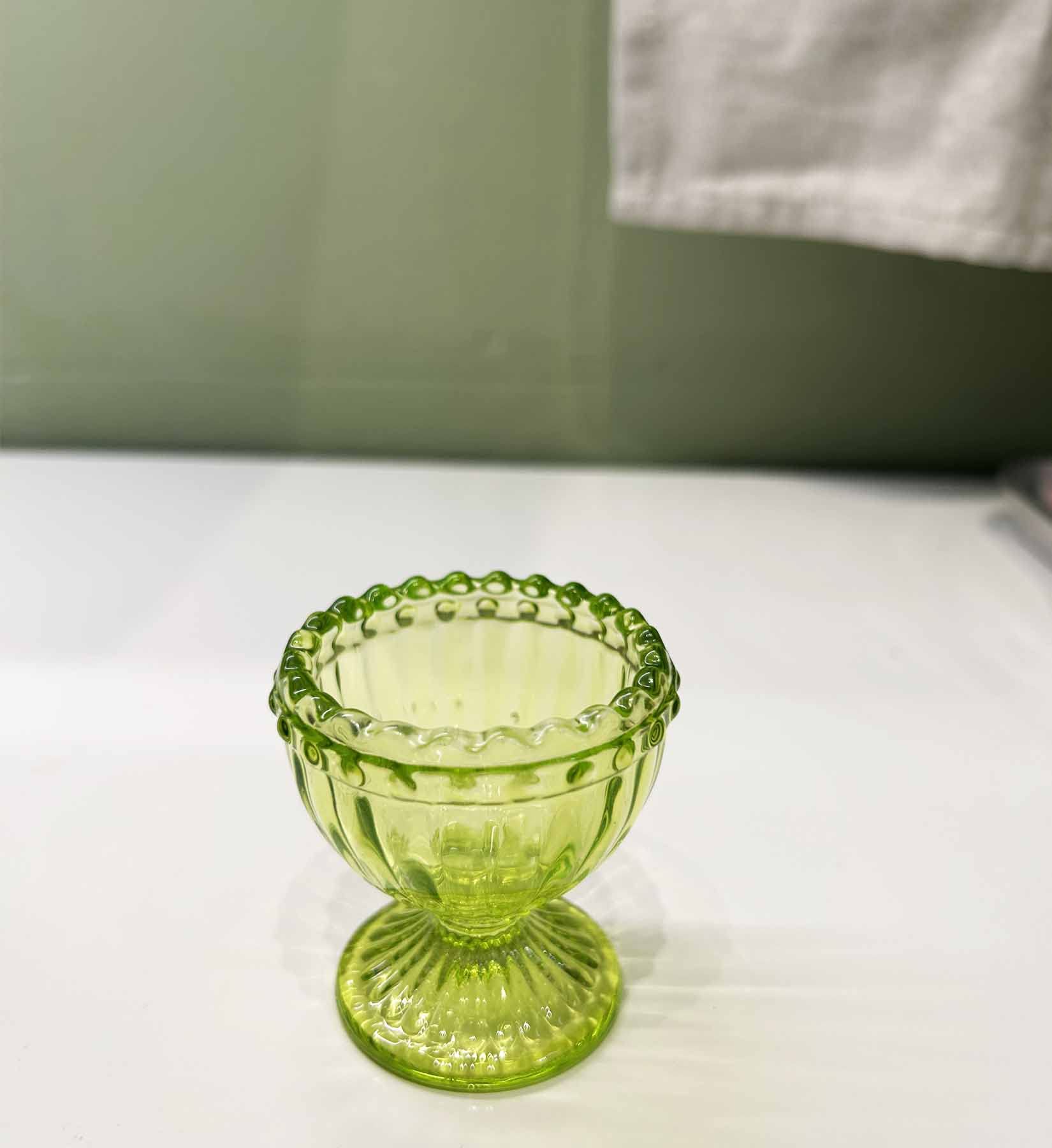 4-Pack Green Glass Easter Egg Cups for Soft & Hard Boiled Eggs - Durable Egg Holders for Breakfast, Brunch & Easter Decor | Perfect for Spring Parties, Kitchenware & Table Setting