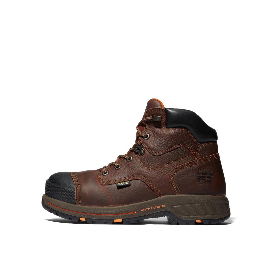 Helix HD 6 Inch Composite Toe Safety Work Boots for Men - ANSI Certified, Electrical Hazard Protection, Slip Resistant - Brown Leather Work Shoes for Construction, Warehouse & Industrial Workers