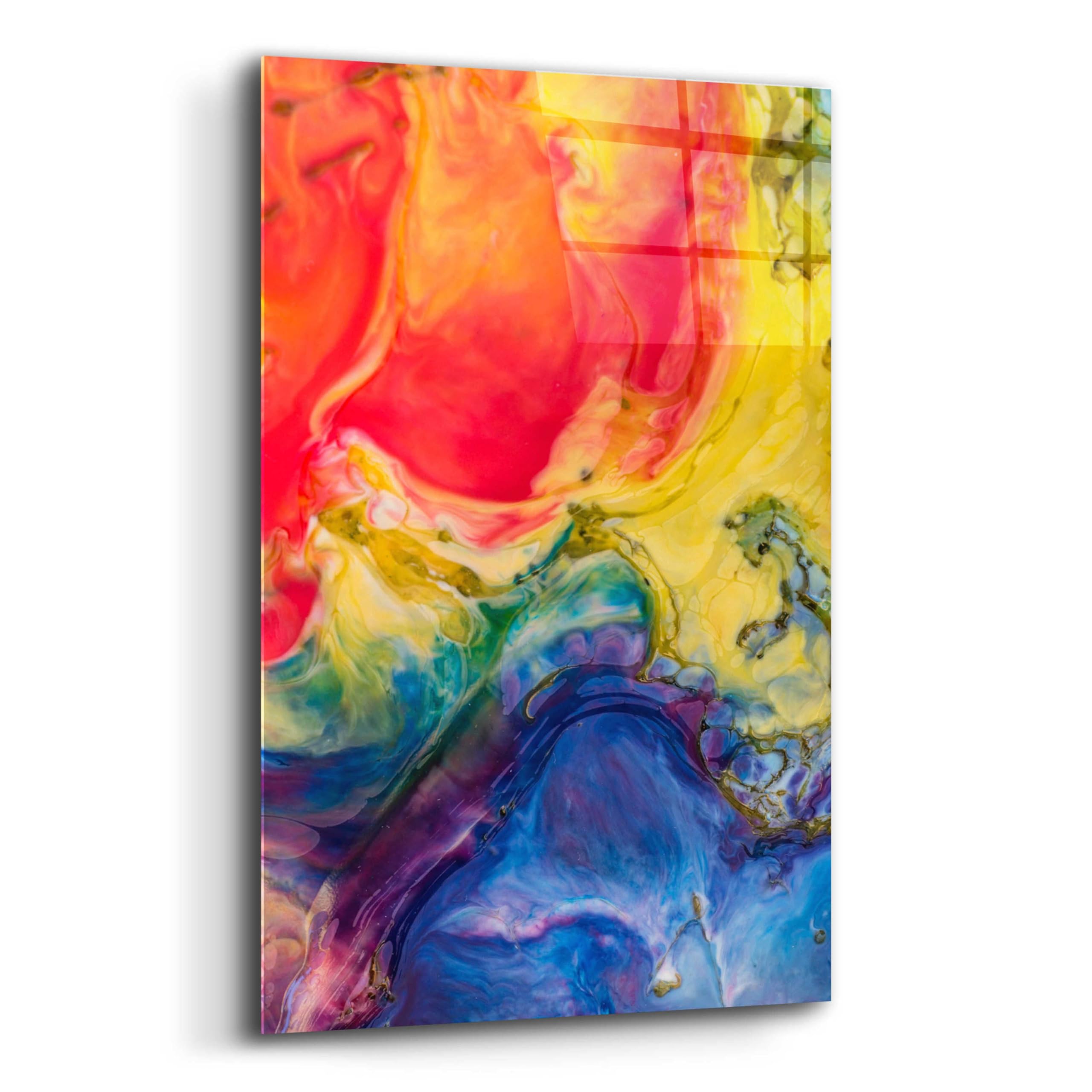 Epic Art 'Ice Cream Flow' Acrylic Glass Wall Painting - 16x24 Inches Modern Home Decor for Living Room, Bedroom & Office