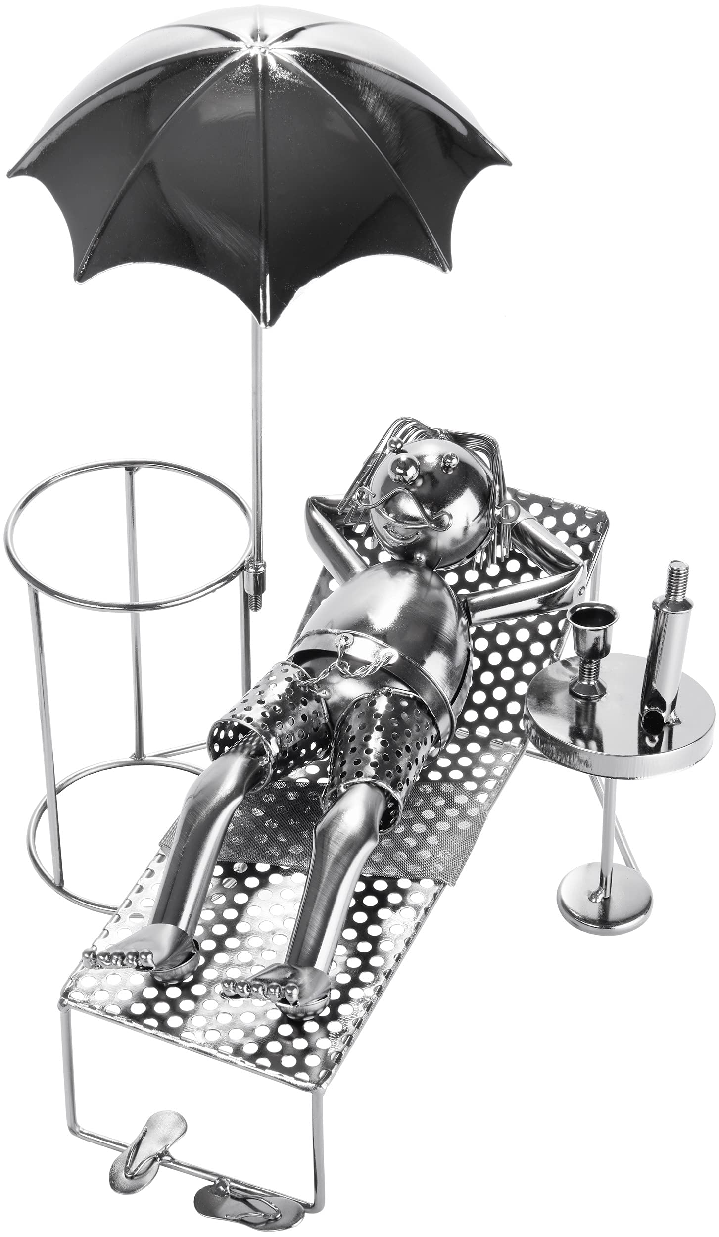 Elegant Metal Wine Bottle Holder - Artistic Tourist Sculpture & Figurine Decor for Home Bar, Wine Rack Stand - Unique Gift Idea for Wine Lovers | Perfect for Dining Room, Kitchen, or Party Decorations