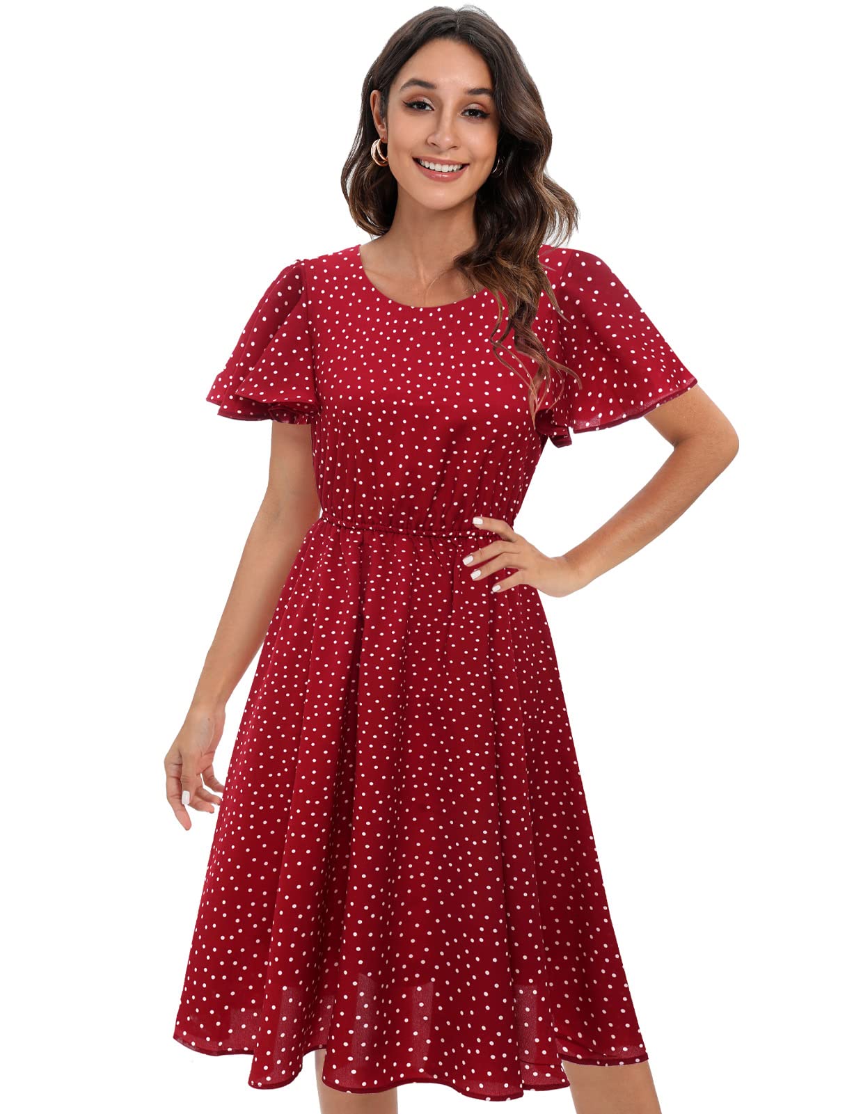 Floral Chiffon Summer Dress for Women - Elastic Waist Sun Beach Dress | Casual Outdoor Wear, Vacation, Party & Special Occasions