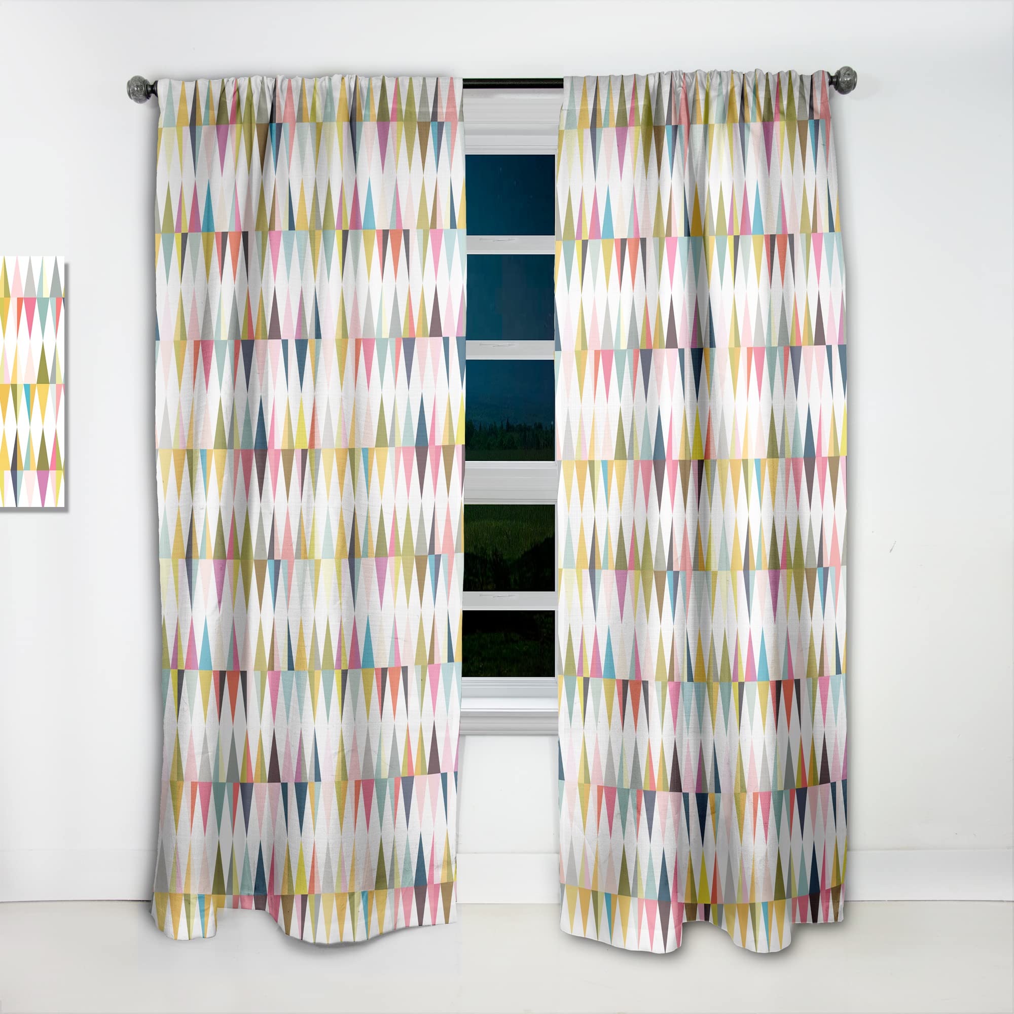DesignQ Diamond Retro VII Thermal Insulated Curtains - Single Panel 52x84 - Elegant Window Treatments for Bedroom & Living Room | Perfect for Home Decor, Light Control & Energy Efficiency