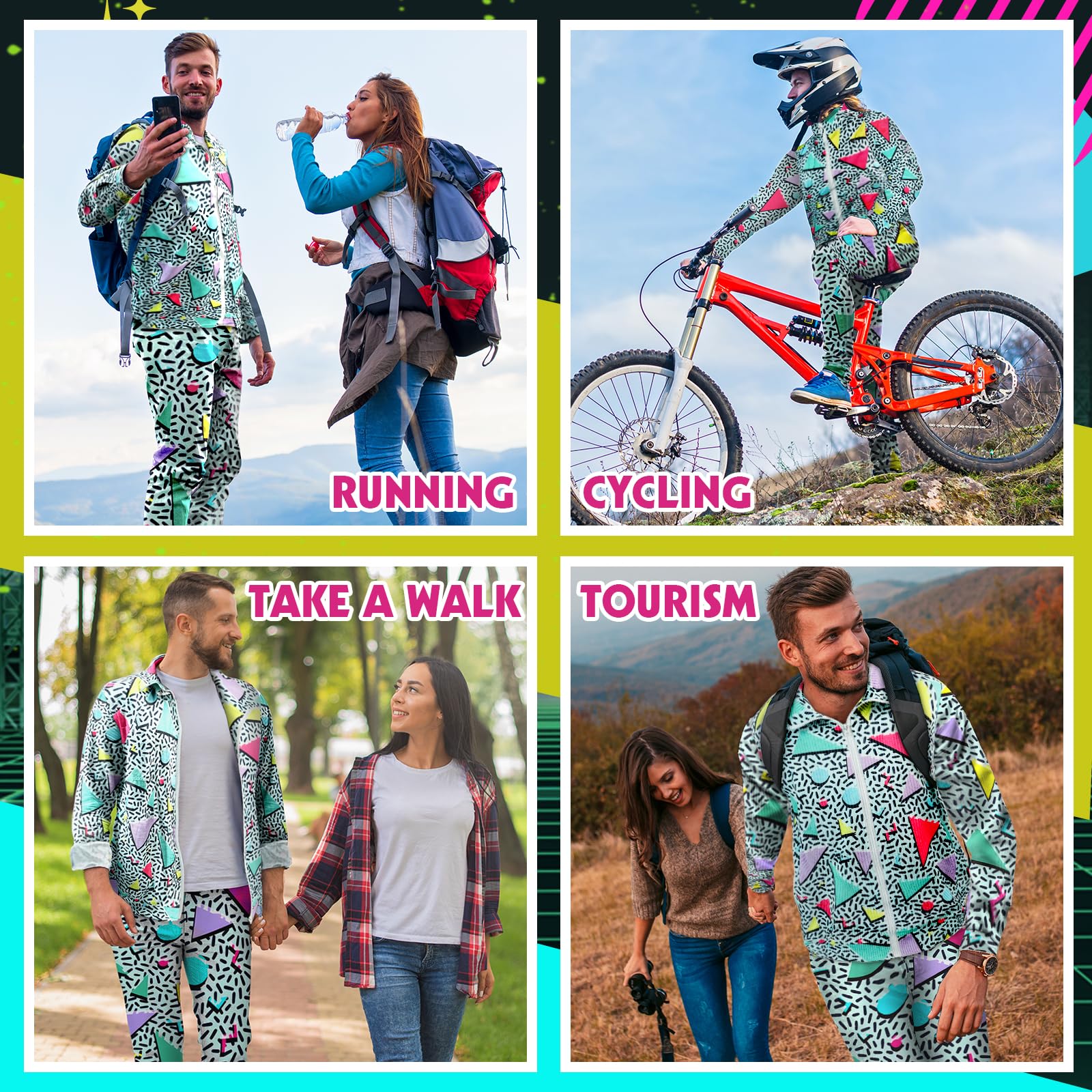 Arssm Retro 80s 90s Vintage Tracksuit Set for Men - Classic Jacket & Joggers Sweatpants | 80s Inspired Streetwear | Perfect for Casual Wear, Hip Hop Fashion & Throwback Parties