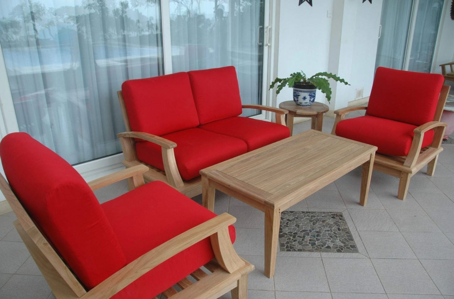 Anderson Teak Brianna 5-Piece Deep Seating Loveseat Set - Outdoor Patio Furniture with Cushions - Perfect for Garden, Poolside & Backyard Relaxation