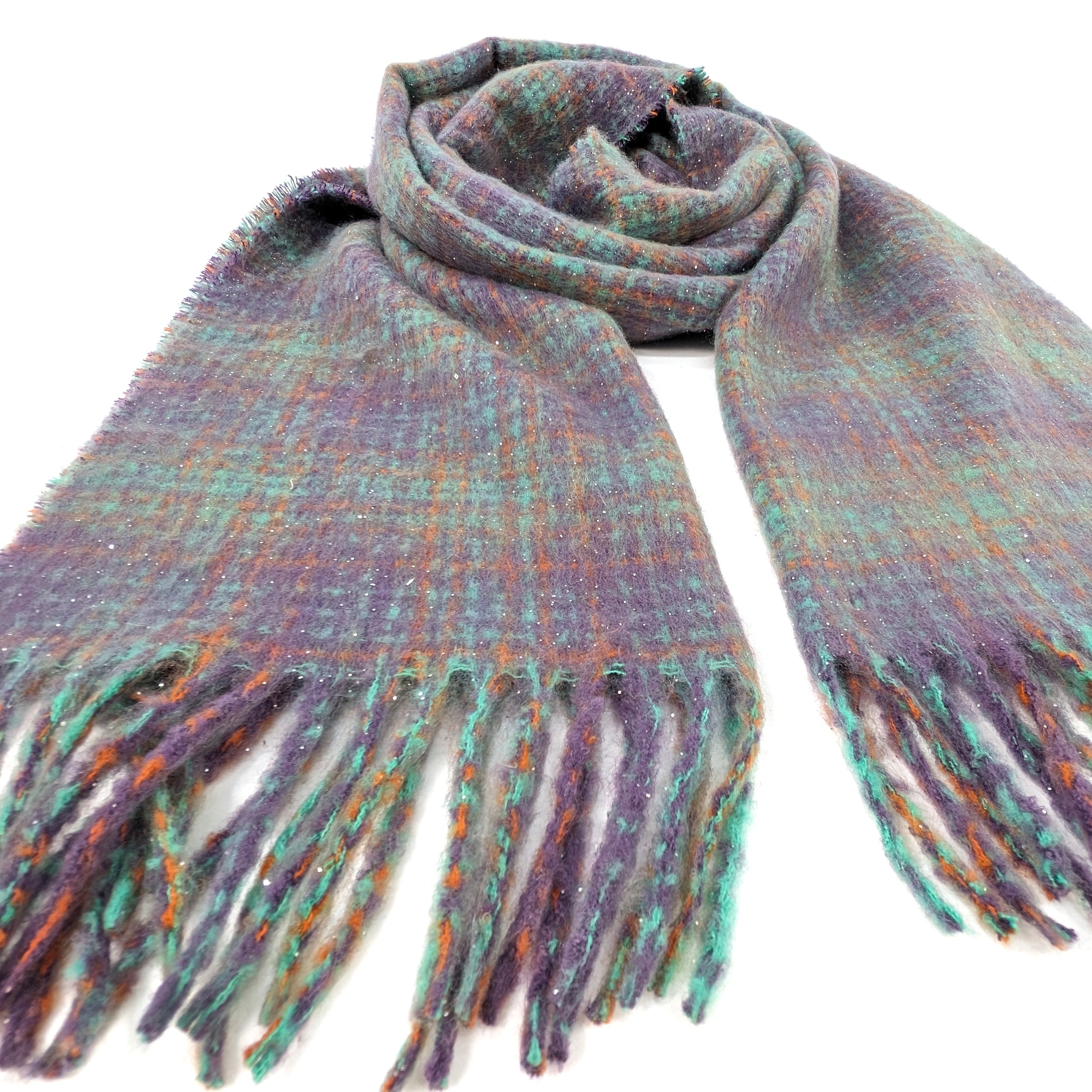 Vetrino Soft Fuzzy Thick Check Plaid Scarf - 50x180cm Warm Winter Wrap for Women & Men - Purple - Perfect for Cold Weather, Outdoor Activities & Fashion Accessories