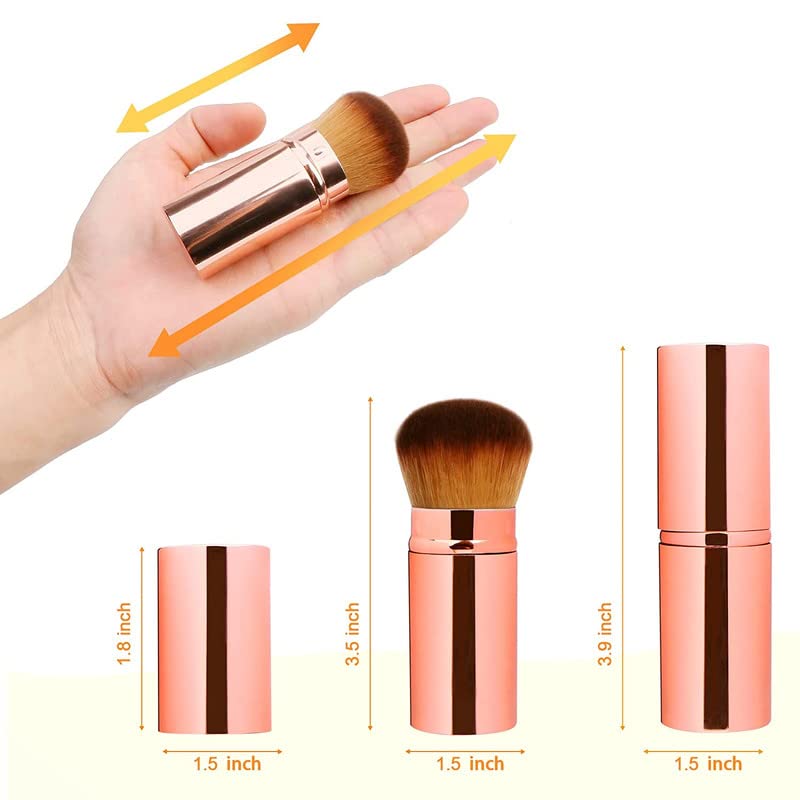 RECTYO GALLERY 1 PCS Retractable Kabuki Brush - Sunscreen & Makeup Applicator for Face & Body | Foundation Brush for Liquid, Cream & Powder | Flawless Blending | Perfect for Kids & Adults | Travel & Daily Makeup Routine