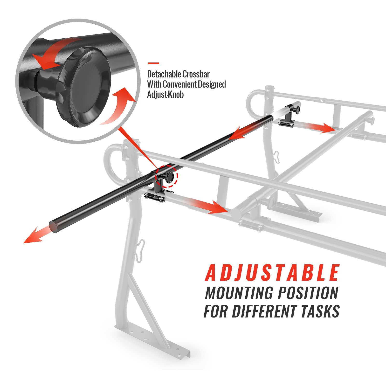 AA-Racks P39-RC Removable Rear Crossbar - Black Universal Roof Rack for SUVs, Trucks & Vans | Heavy-Duty Cargo Carrier for Camping, Road Trips & Outdoor Adventures