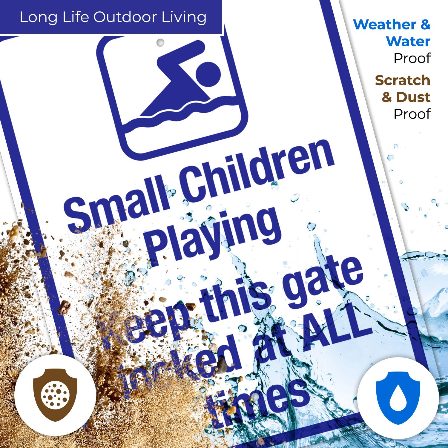 Child Safety Sign - Keep This Gate Locked at All Times - 18x24 Inch Rust-Free Aluminum Pool Warning Sign - Fade Resistant for Indoor/Outdoor Use - Made in USA by Sigo Signs - Perfect for Backyard Pools, Play Areas & Childproofing Homes