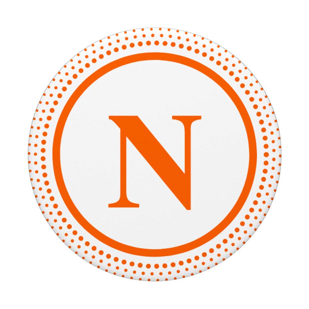 Monogram PopSockets Grip & Stand in Blaze Orange - Initial Letter N Design for Phones & Tablets | Perfect for Home, Office, and Travel Use
