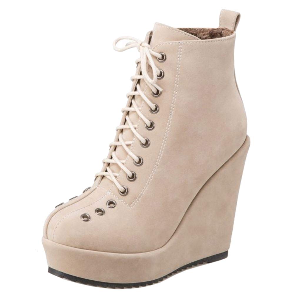 Skapee Women's Fashion Ankle Boots - Lace Up Wedge Heel Booties for Women | Comfortable & Stylish Shoes for Office, Party & Casual Wear