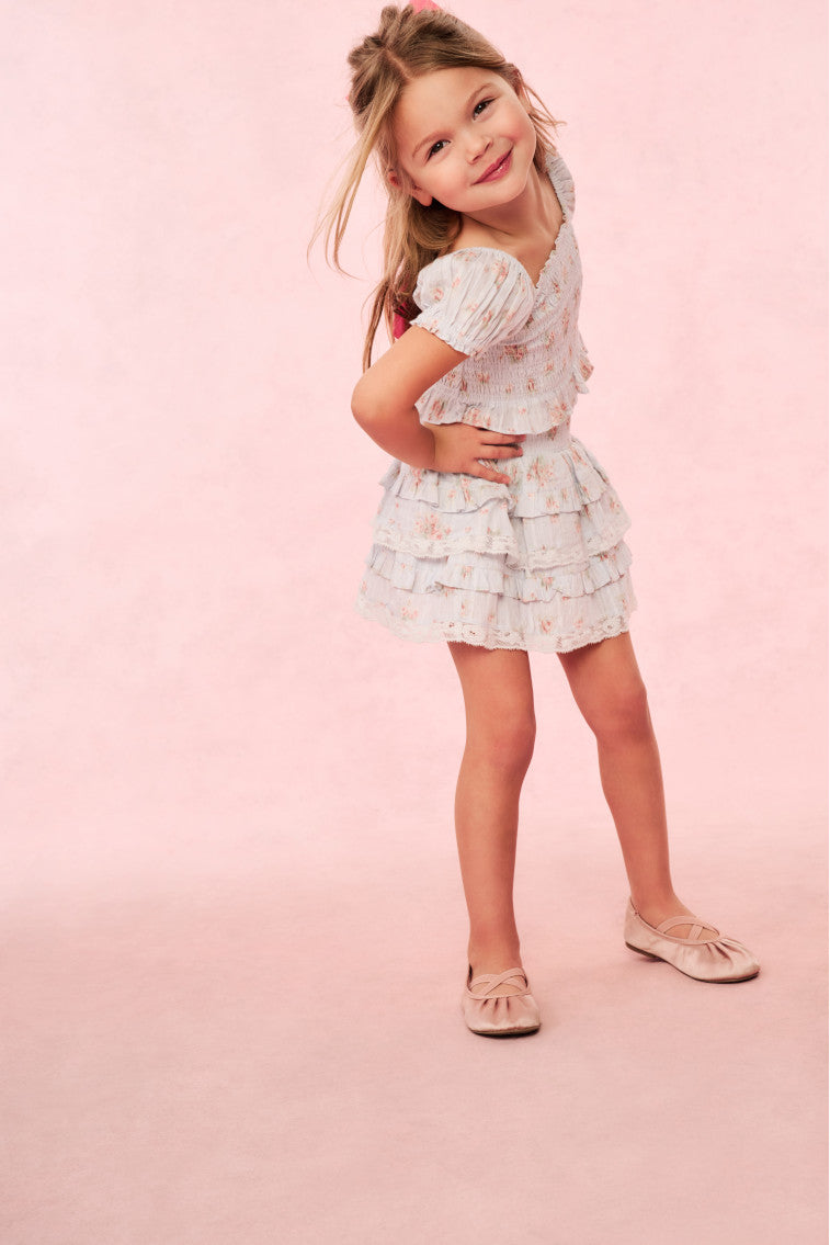 Fabielle Blue Floral Top for Girls - Cute Summer Blouse with Floral Print - Perfect for School, Parties & Casual Outfits