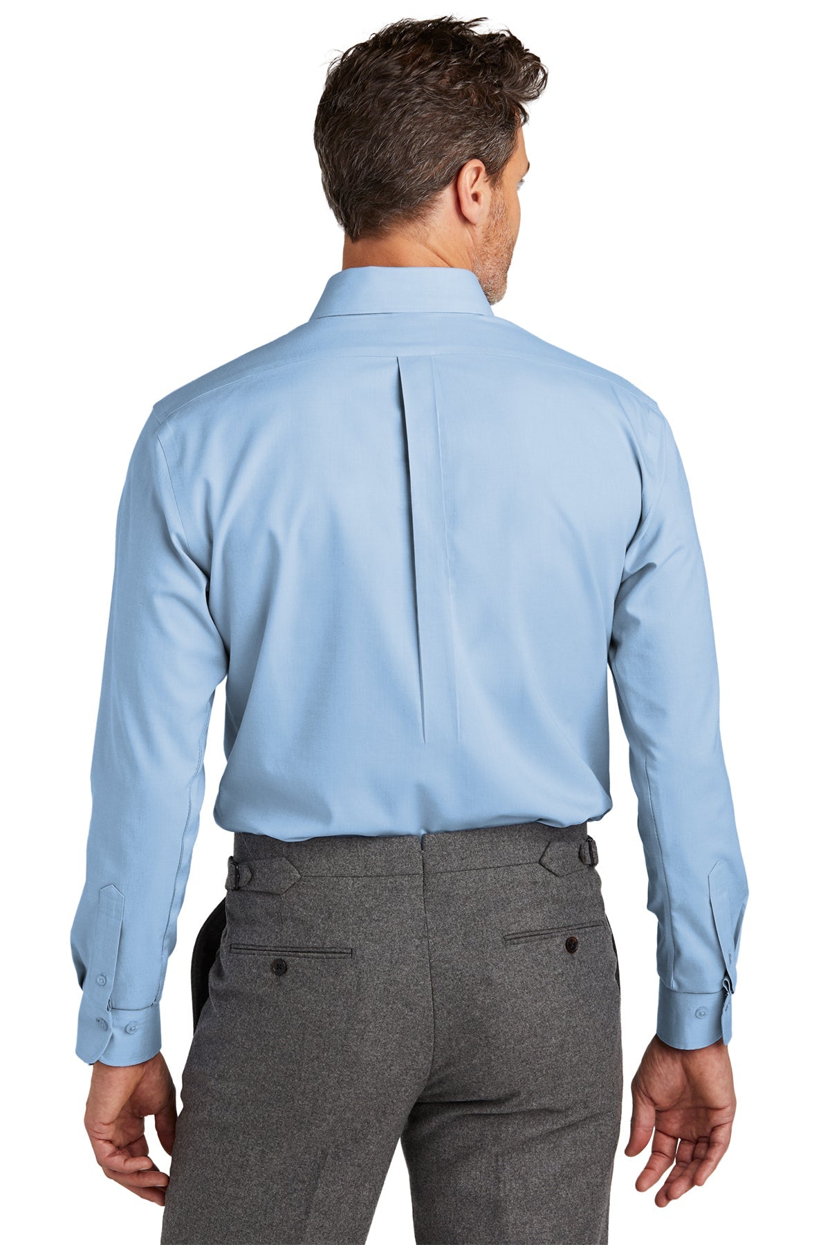 Brooks Brothers Tall Wrinkle-Free Stretch Nailhead Custom Dress Shirts for Men - Newport Blue | Formal Office Wear & Business Attire