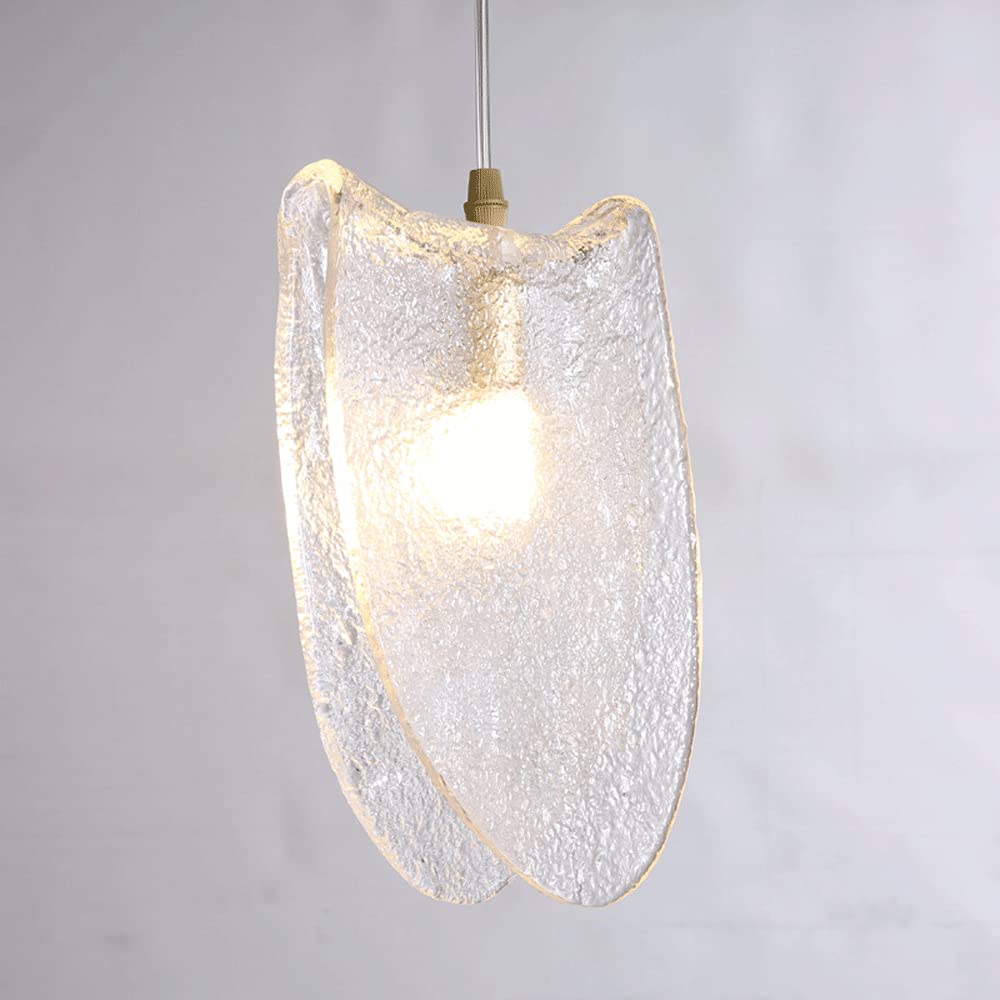 Modern LED Chandelier - Handmade Glass Pendant Light with Adjustable Brass Hanging Wire | Minimalist Ceiling Lamp for Living Room, Dining Room & Kitchen Decor | Perfect for Home Lighting & Interior Design