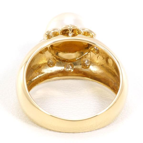 18K Yellow Gold Pearl Diamond Ring for Women - Elegant Bridal Jewelry, Wedding Engagement Gift, Anniversary Present - Perfect for Special Occasions & Everyday Luxury