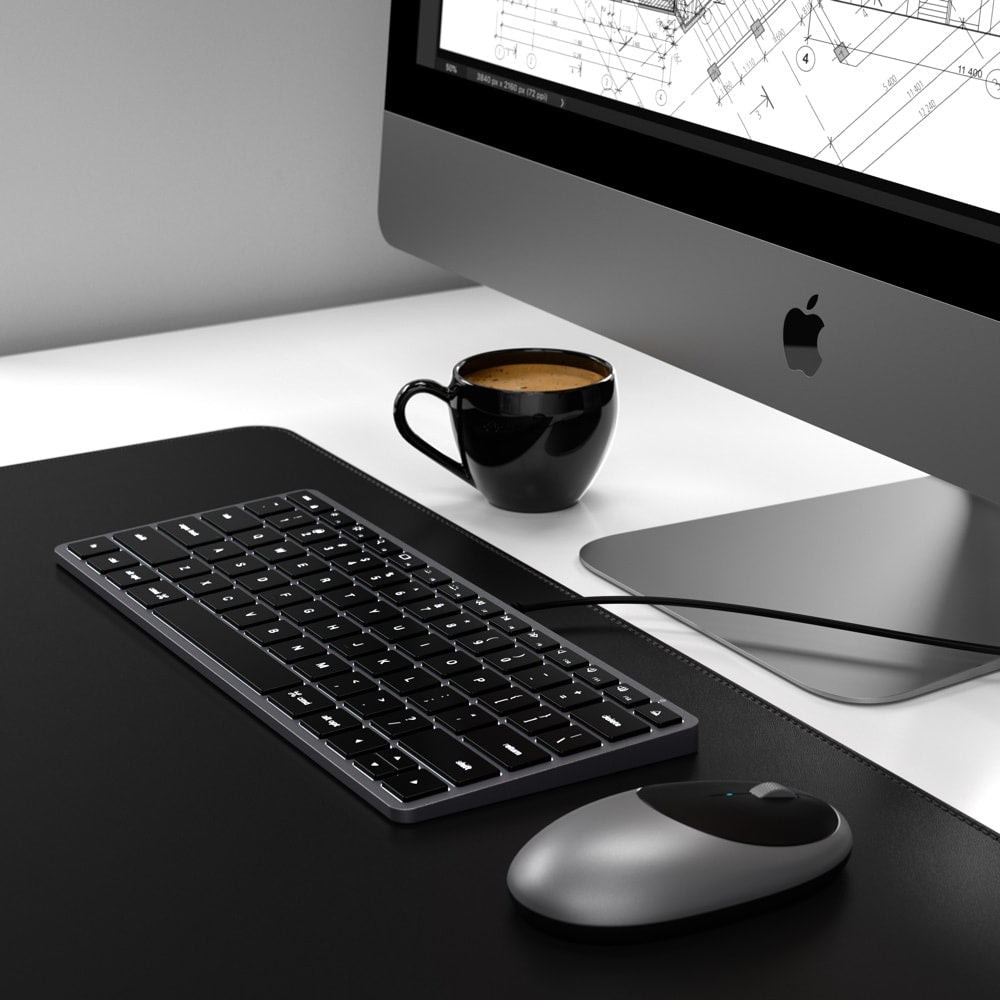 Satechi Slim W1 Wired USB C Backlit Keyboard - Space Grey | Compact & Quiet Typing for Office, Home & Travel | Mac & Windows Compatible