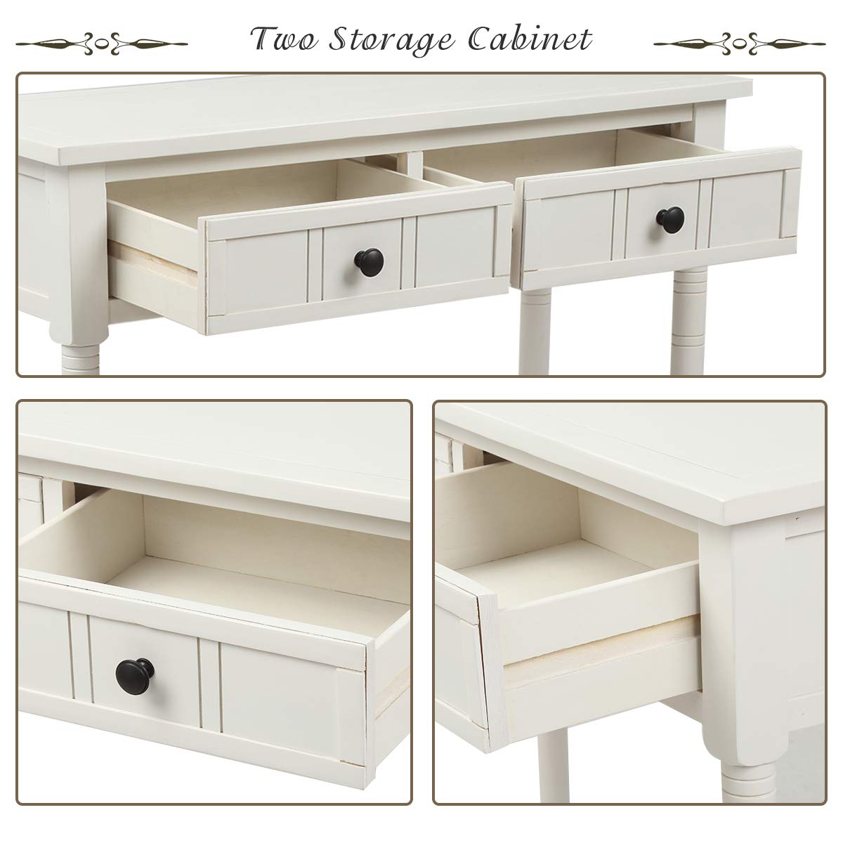 Farmhouse Console Sofa Table with 2 Drawers & Bottom Shelf - Acacia Wood Sideboard for Living Room Entryway - Rustic Sofa Table for Hallway, Foyer & Home Decor