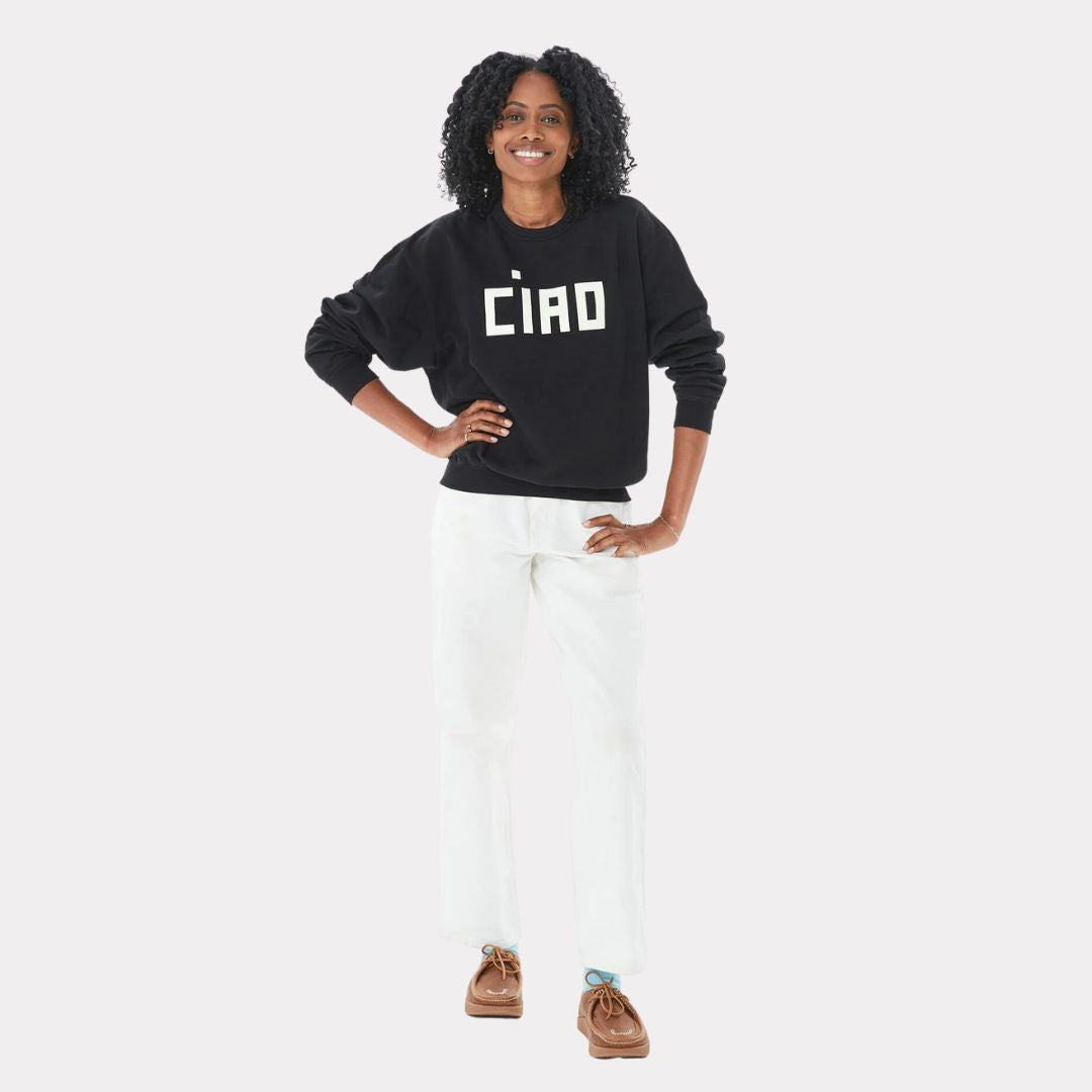 Ciao Oversized Sweatshirt for Women - Black Cozy Pullover Hoodie | Perfect for Casual Wear, Lounge & Street Style Fashion