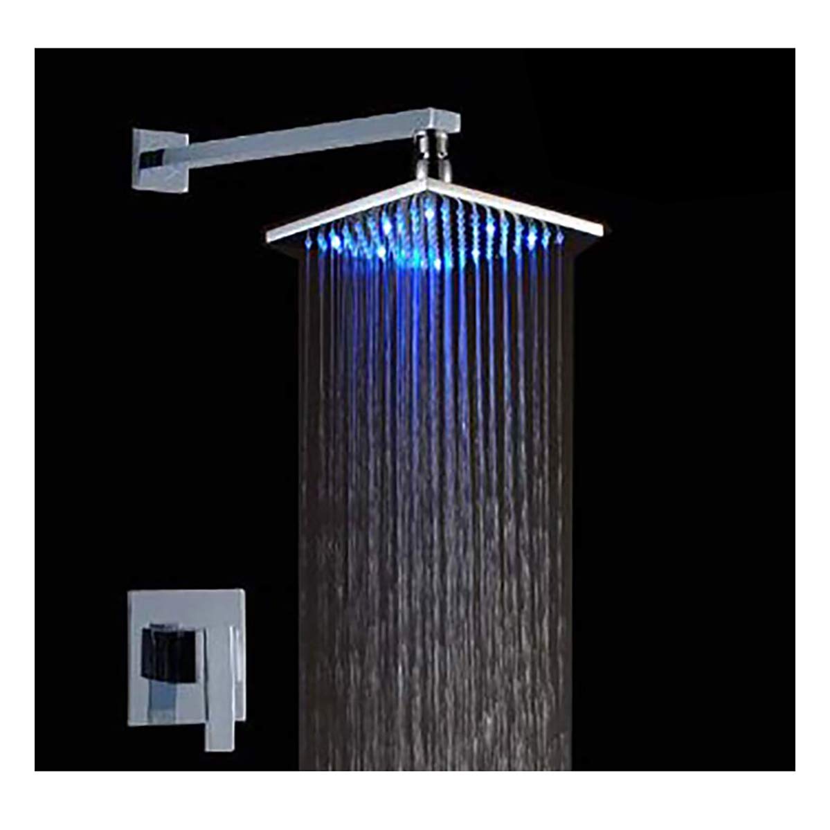 Multi-Color LED Shower System with 12 Inch Rainfall Shower Head - Modern Bathroom Upgrade for Relaxing Spa Experience at Home