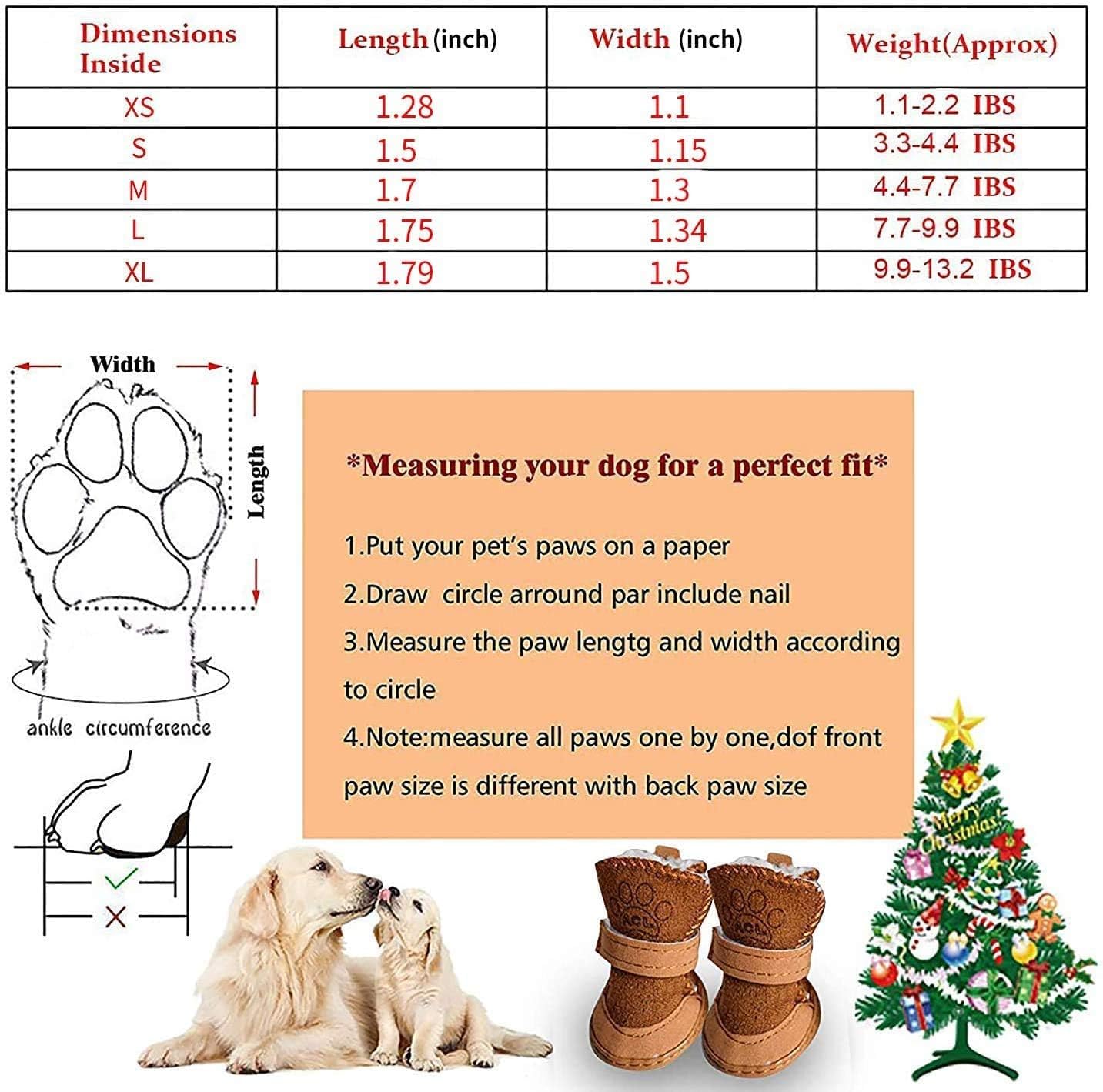Payanwin Dog Boots for Winter - Anti-Slip Snow Shoes with Warm Lining for Small Dogs (Size M, Brown) | Perfect for Snowy Walks, Rainy Days & Outdoor Adventures