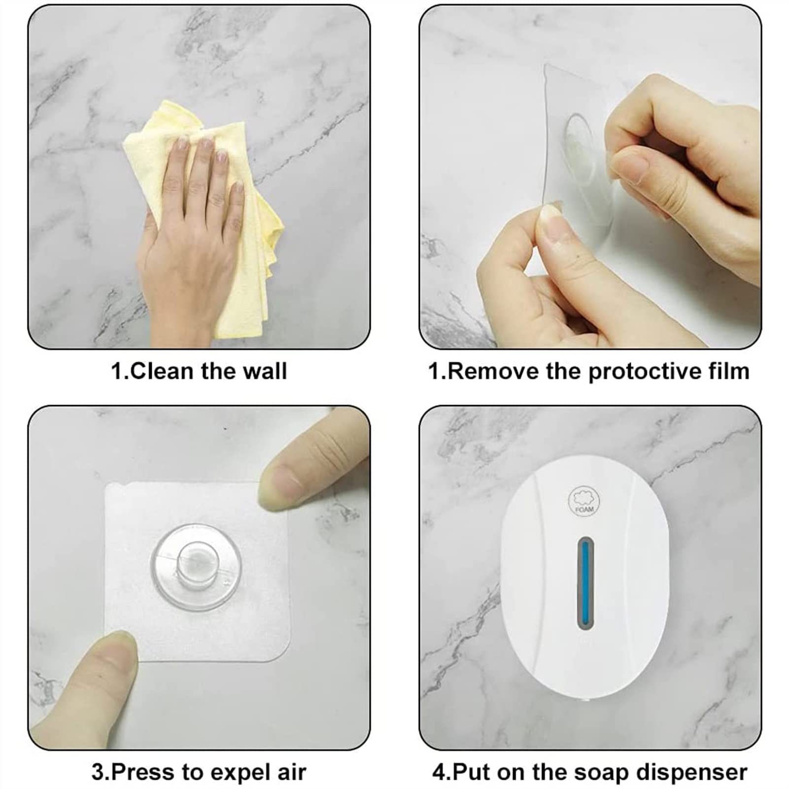 Automatic Soap Dispenser 550ml - Touchless Motion Sensor Foam Soap Dispenser, No Drilling Wall Mounted for Bathroom, Kitchen & Office - Hands-Free Hygienic Soap Dispenser for Home & Commercial Use