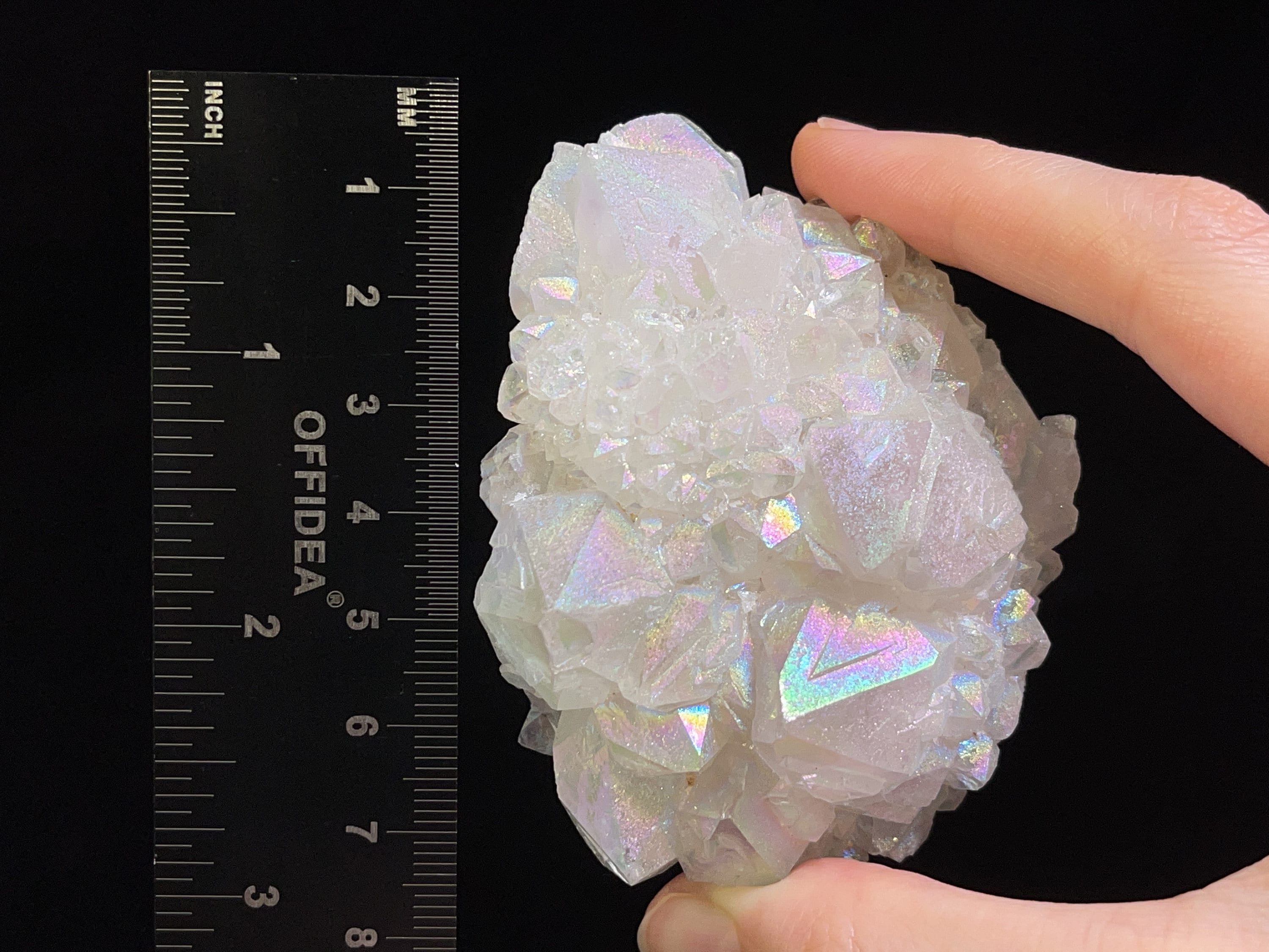 AURA QUARTZ Angel White Rainbow Quartz Crystal Cluster - Natural Spirit Quartz Healing Stone for Meditation, Reiki & Boho Home Decor - Perfect for Spiritual Gifts & Crystal Collection