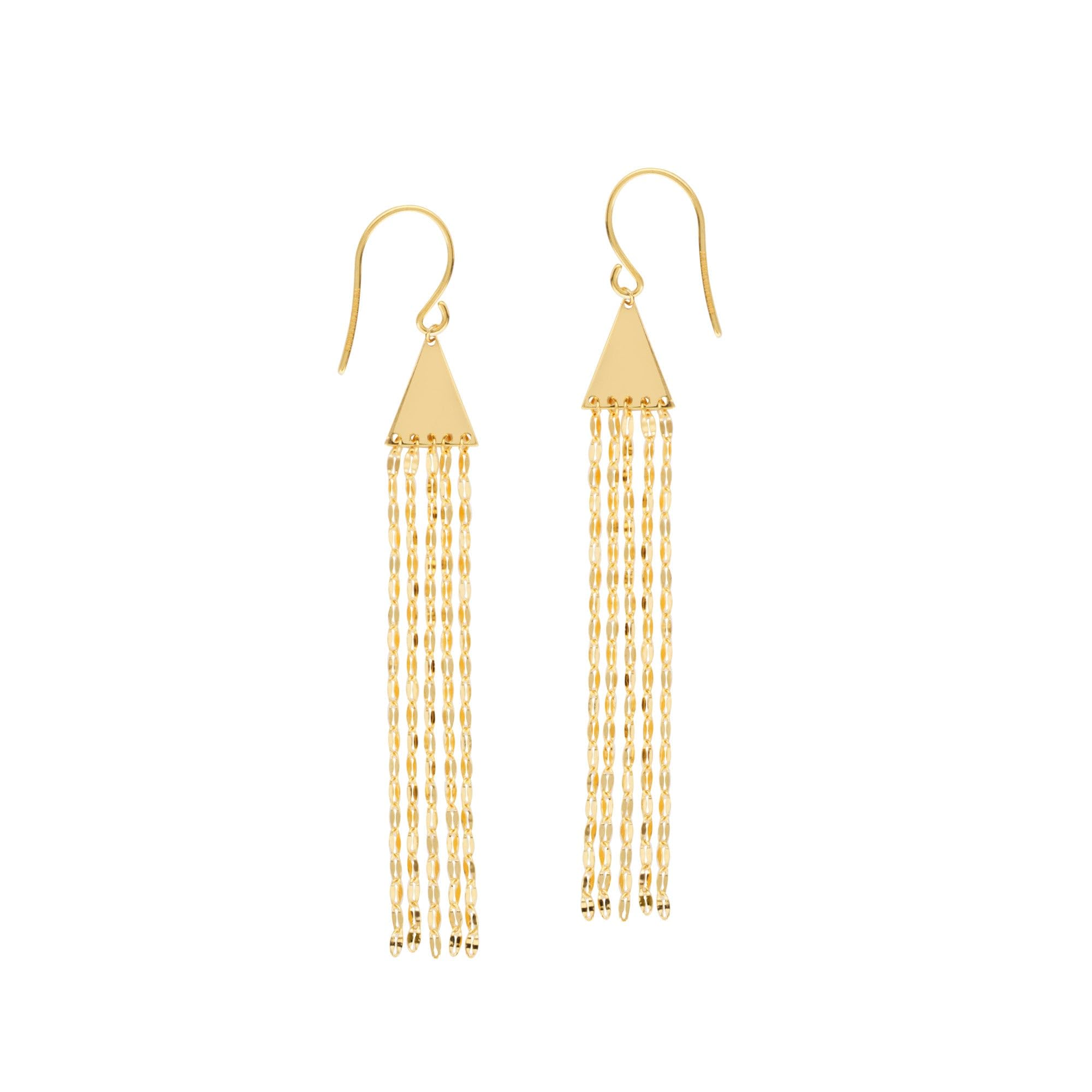 14K Yellow Gold Tassel Drop Earrings for Women - Elegant Dangling Ear Jewelry for Parties, Weddings & Special Occasions
