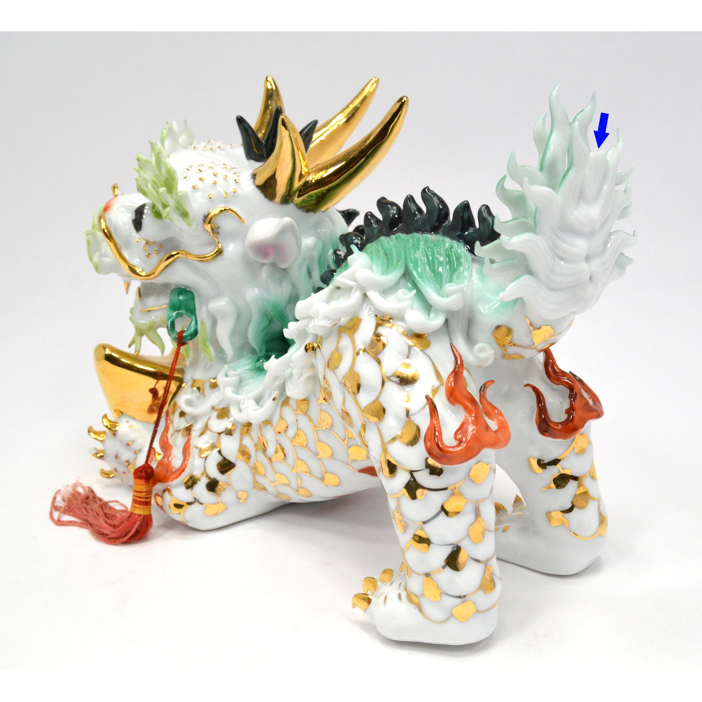 Chinese Foo Dog Porcelain Figurine - Imperial Temple Guardian Statue (Female 1 of 2) | Asian Home Decor, Feng Shui Protection, Gift for Collectors