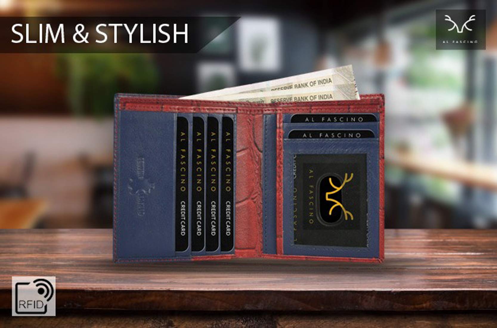 Premium RFID Blocking Genuine Leather Wallet for Men - Stylish Maroon Bifold Design - Perfect for Everyday Carry, Travel & Business Use