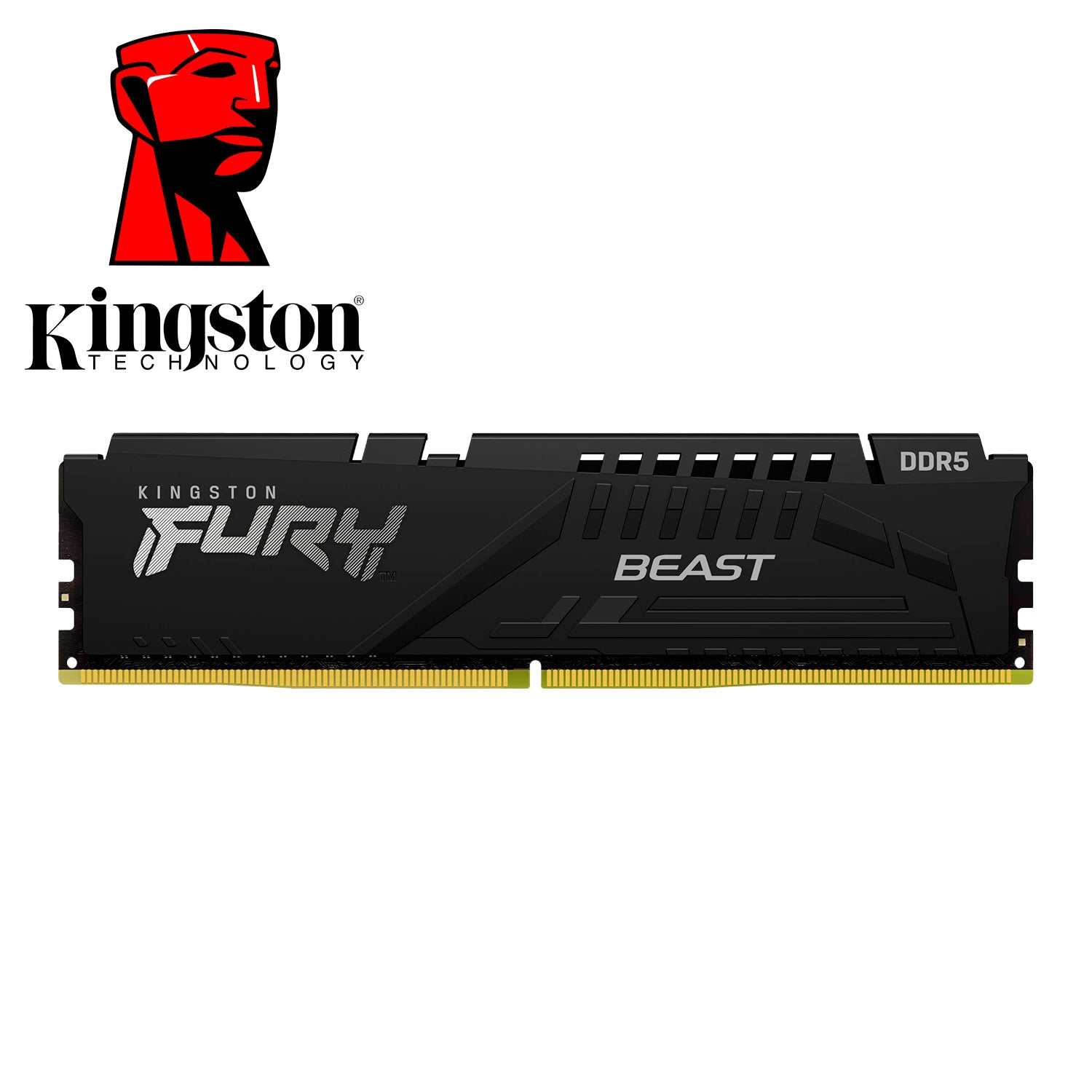 Kingston Fury Beast 16GB DDR5 5200MHz Gaming RAM - 288-Pin DIMM, 1.25V, CL40 (KF552C40BB-16) - Upgrade for High-Performance PC Gaming, Streaming & Content Creation