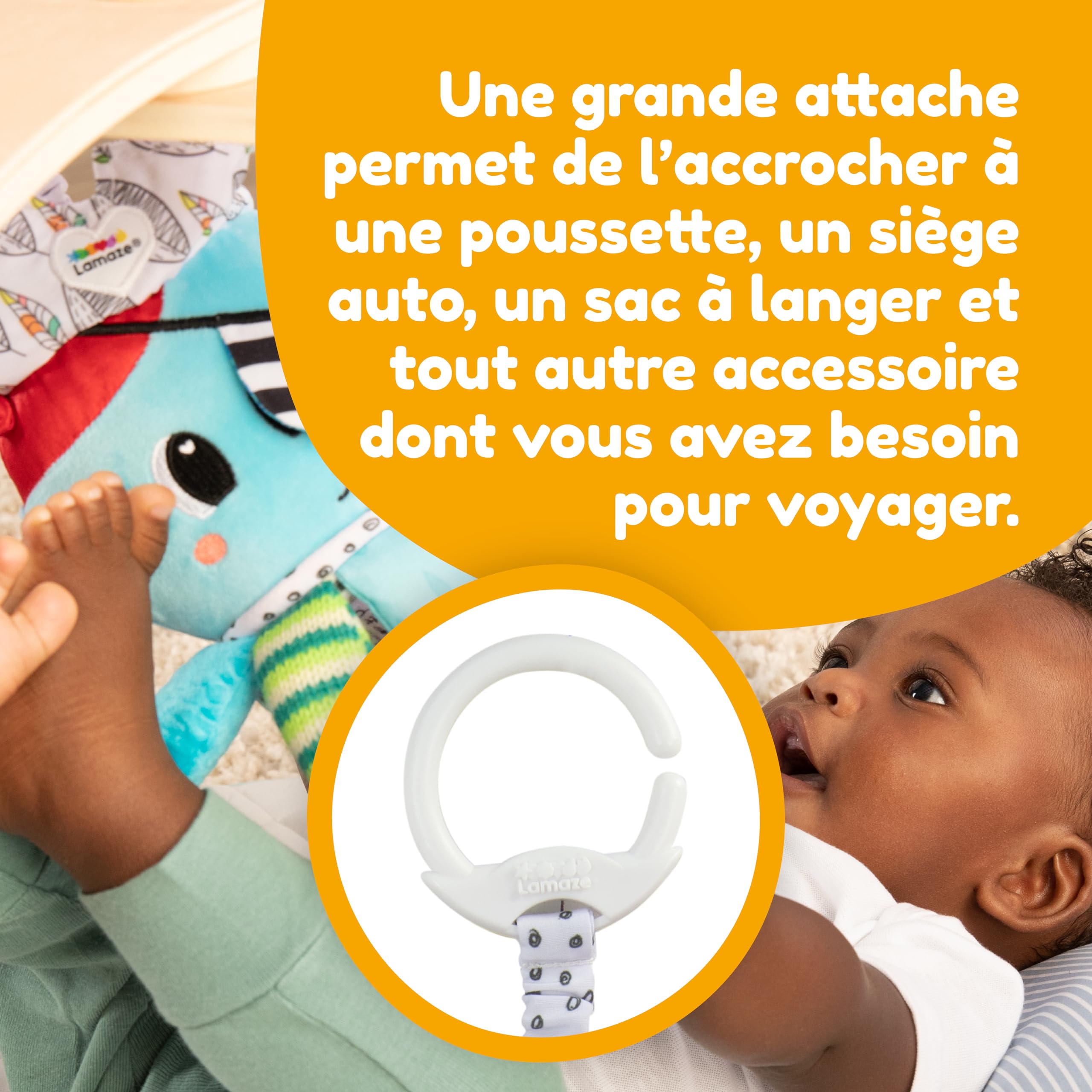 Lamaze Captain Calamari Clip-On Sensory Toy - Crinkle Stroller & Car Seat Activity Toy for Babies 0-12 Months - Soft Travel Toy for Infants - Perfect for Road Trips & Stroller Walks