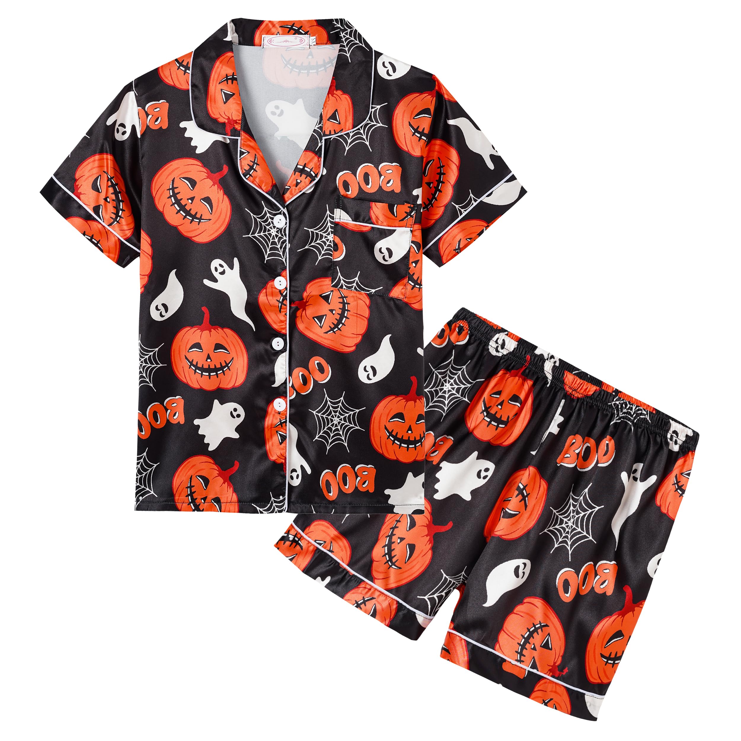 Kids Unisex Pajama Sets - Summer Short Sleeve & Shorts Sleepwear - Silky Button Down Loungewear for Boys and Girls - Perfect for Sleepovers, Bedtime & Summer Nights