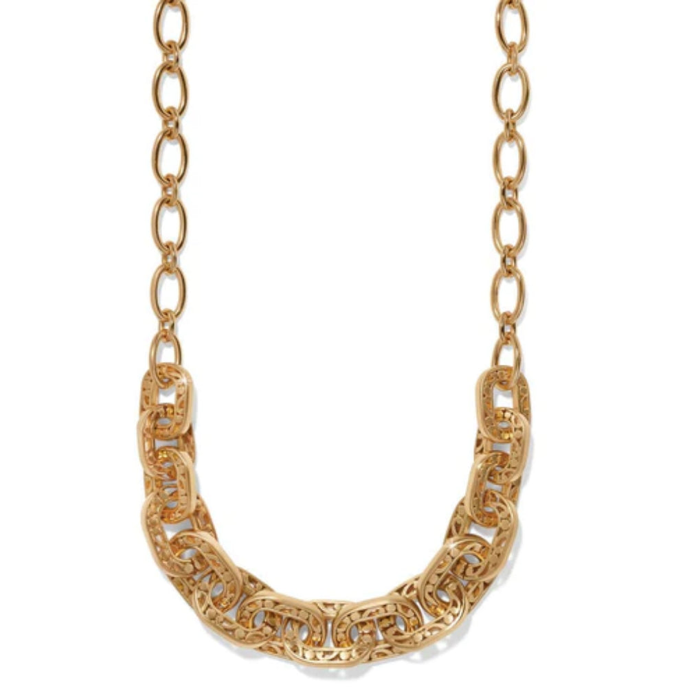 Brighton Contempo Linx Necklace for Women - Elegant Gold Plated Chain Necklace with CZ Stones - Perfect for Parties, Weddings & Everyday Wear
