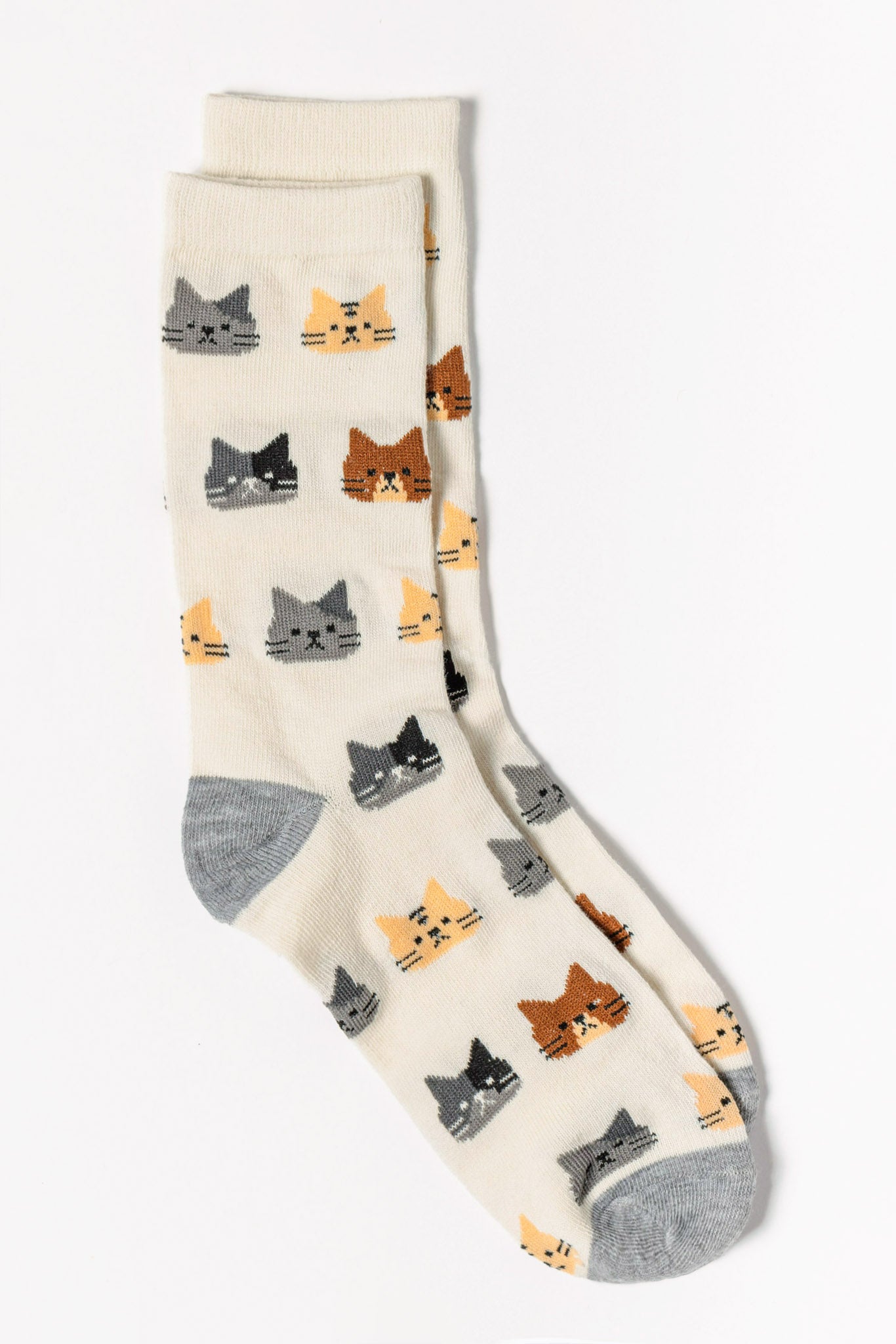 Funny Multi Cat Faces Socks - Cute Cartoon Kitty Pattern Crew Socks for Women & Men - Perfect Gift for Cat Lovers, Cozy Home Wear or Office Fashion