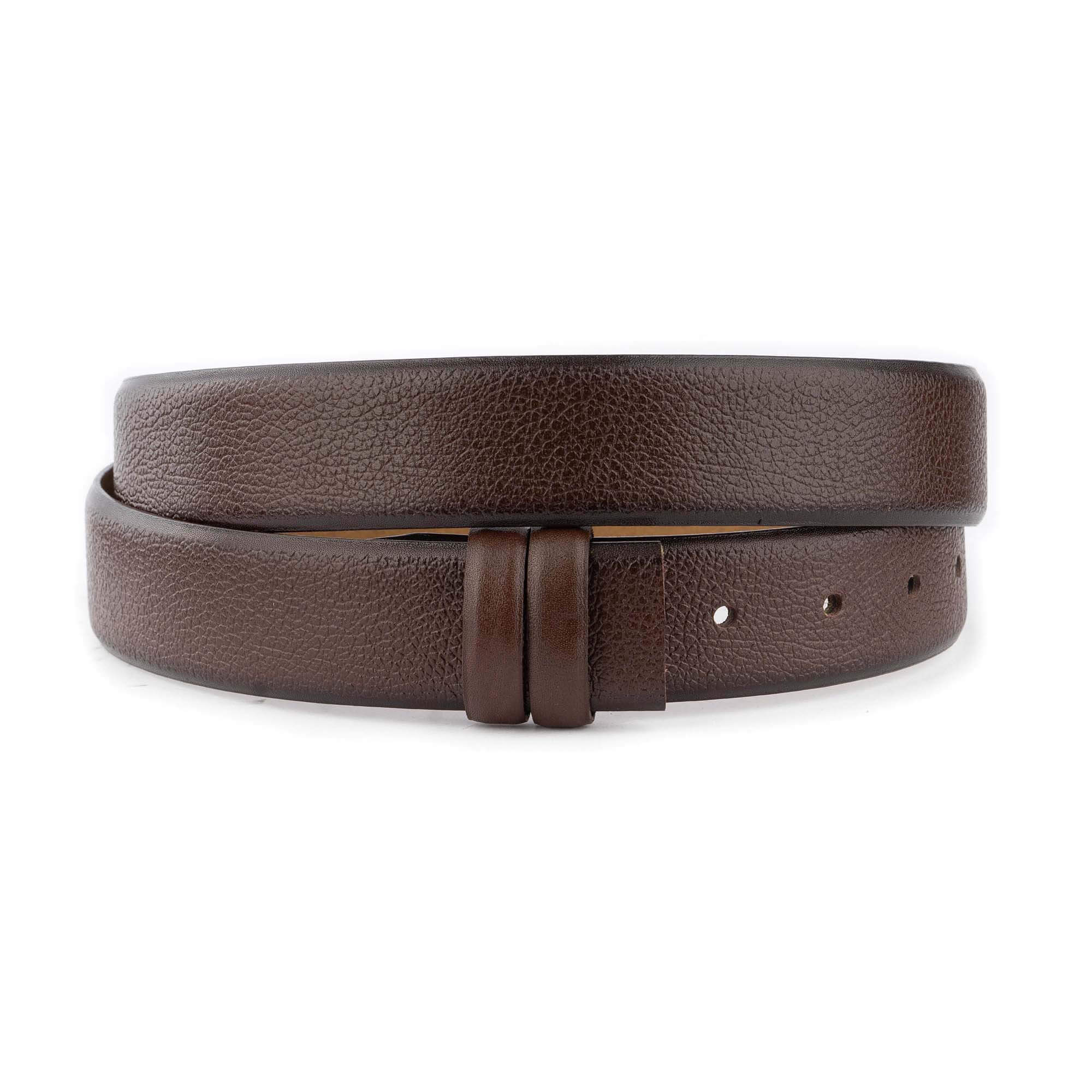 Genuine Leather Men's Belt Strap for Cartier Buckles - Premium Brown Grained Leather - Perfect for Formal Wear, Business Attire & Everyday Fashion