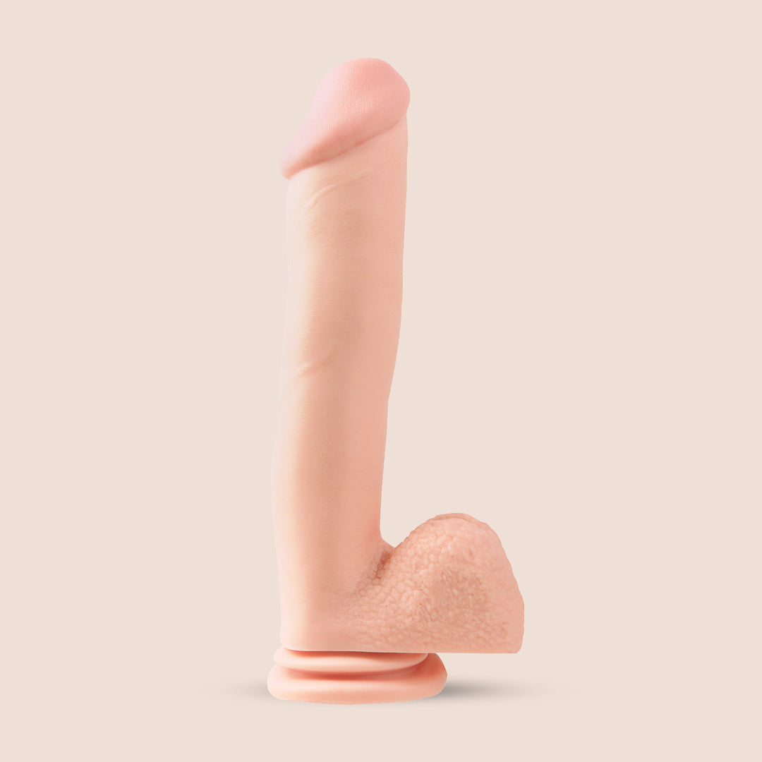 Flexible and Firm Basix 12 Inch Dildo with Strong Suction Cup - Perfect for Solo Play, Couples Fun & BDSM Exploration