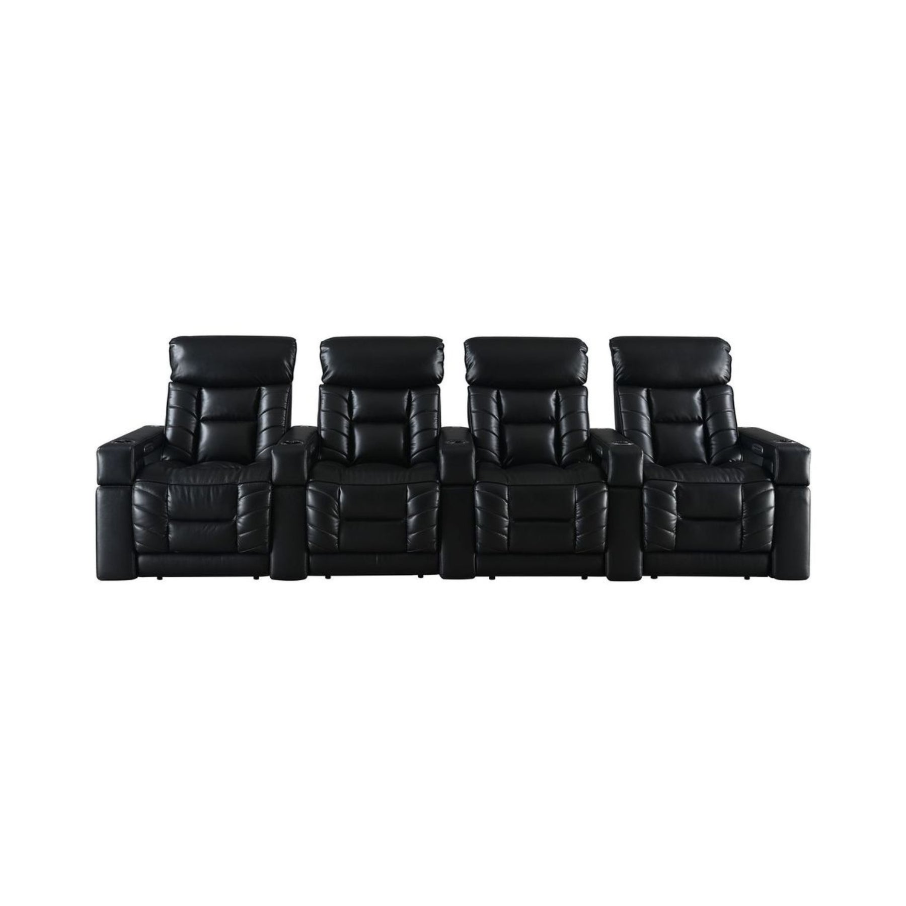 RowOne 4-Piece Recliner Set - Ultra Soft Fabric Sectional Sofa with Cup Holders and USB Ports | Perfect for Living Room, Home Theater, and Family Gatherings