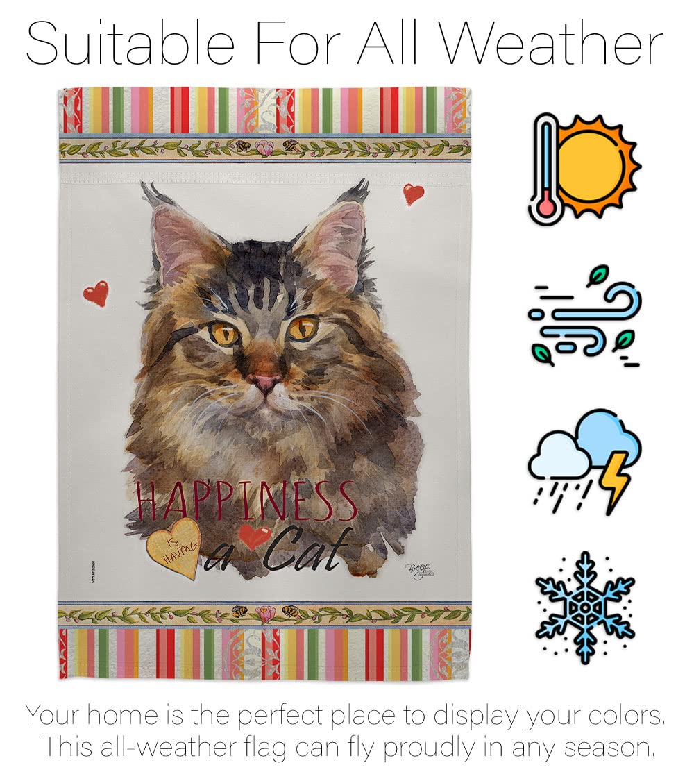 Maine Coon Cat Garden Flag Set with Stand - Double-Sided Pet Yard Decor for Outdoor & Home