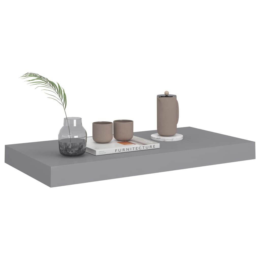 Modern Floating Wall Shelf - Gray Ledge Floating Shelf for Bedroom, Living Room, Kitchen & Office - 19.7