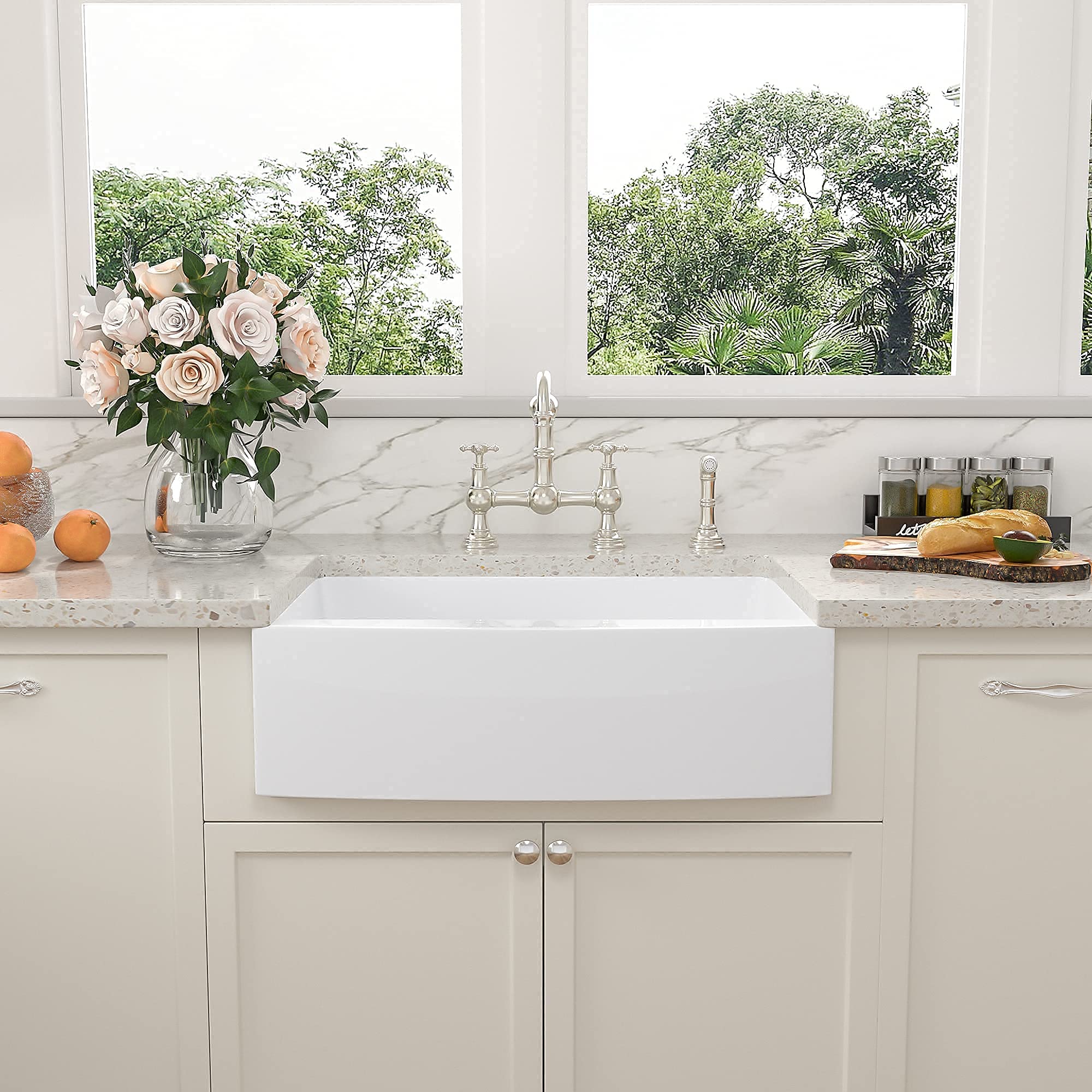 30 Inch White Farmhouse Kitchen Sink - Fireclay Ceramic Single Bowl Apron Front Sink for Modern & Rustic Kitchens | Perfect for Farmhouse, Cottage & Country Style Homes