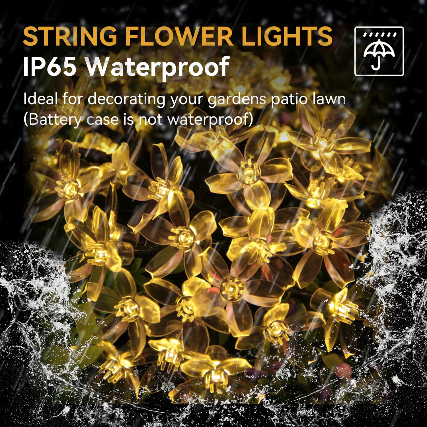LIGHTOP 30LED Cherry Blossom Fairy Lights - Battery Operated Waterproof String Lights for Indoor/Outdoor Use | Perfect for Bedroom, Garden, Wedding, Camping, Birthday Party & Terrace Decorations